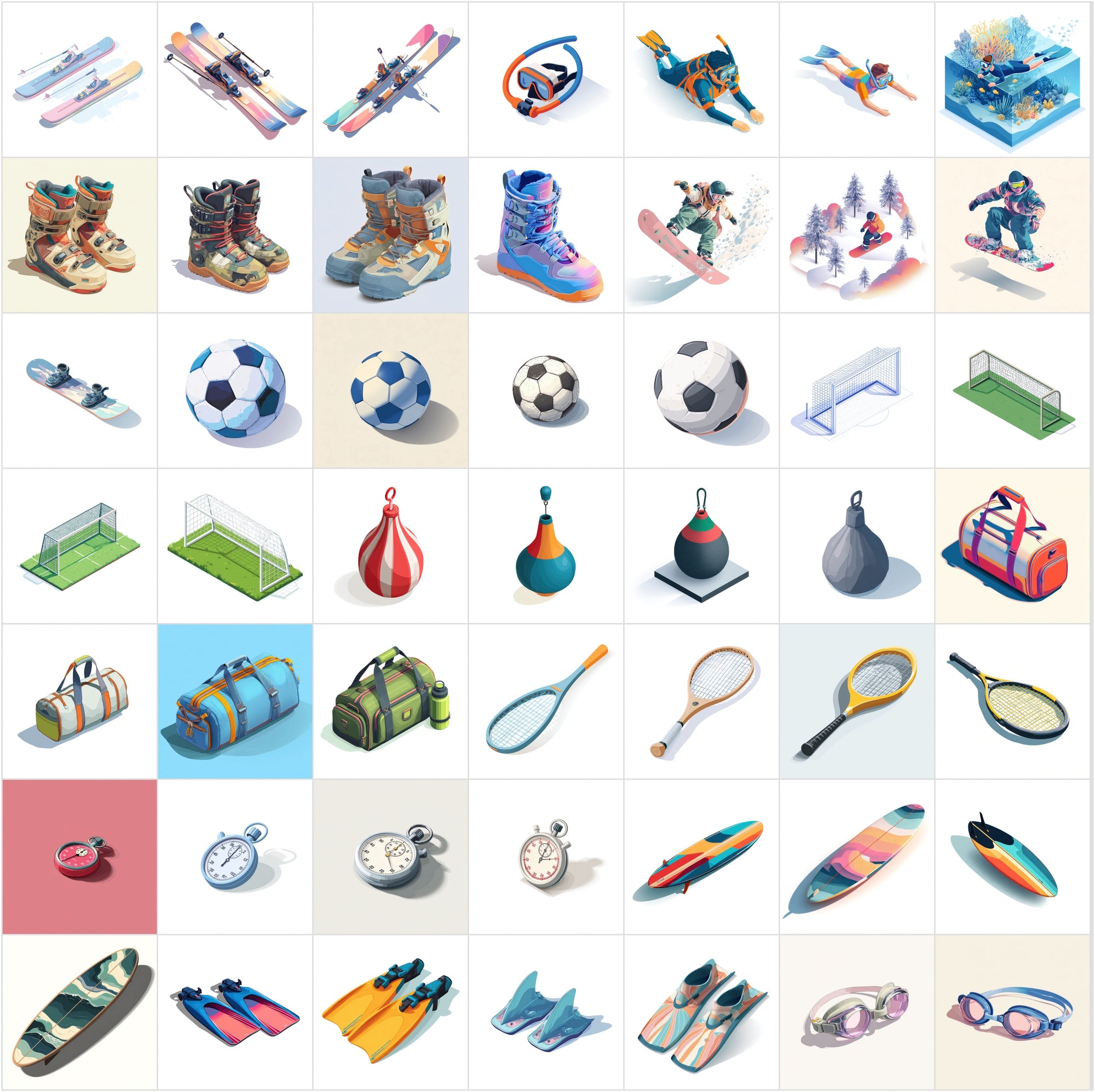 400 Isometric Sports & Fitness Illustrations