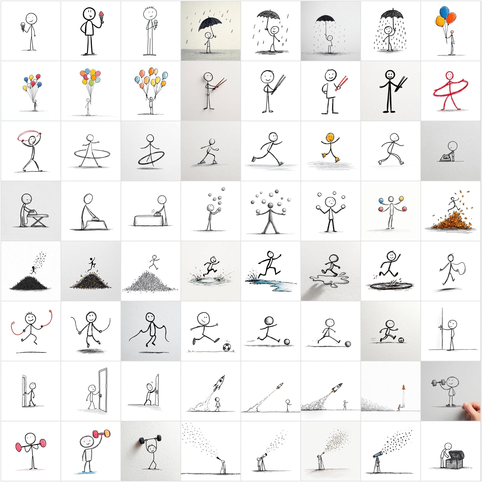 950 Stick Figure Clipart Bundle, Funny Stick Man Images, Everyday Actions, Sports, Office, School JPG Commercial Use