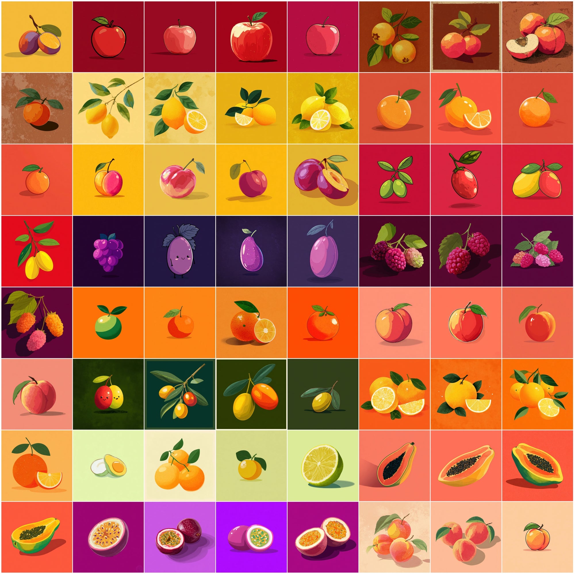 610 Fruit Images Bundle | Colorful Fruit Illustrations
