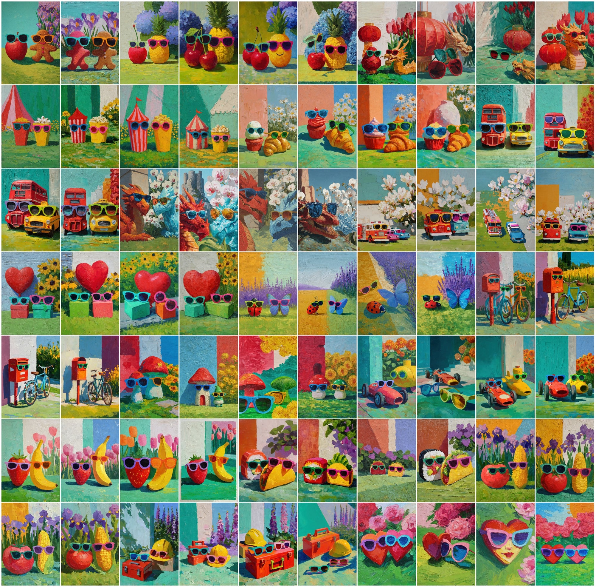 630 Whimsical Oil Painting Animal JPGs