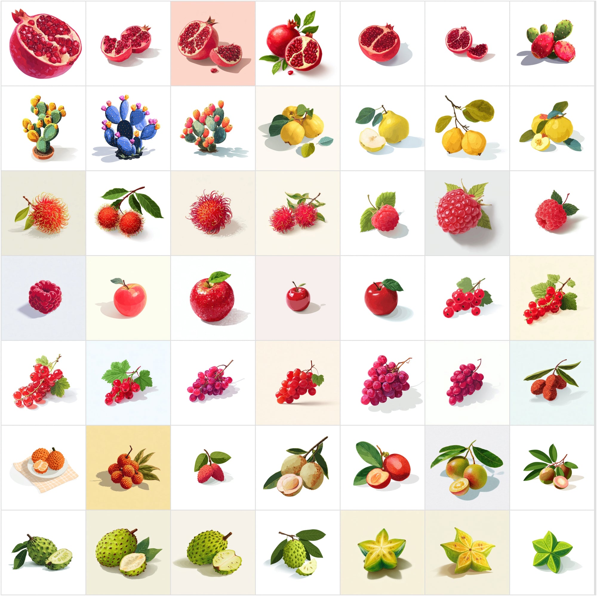 380 Isometric Fruit Illustrations