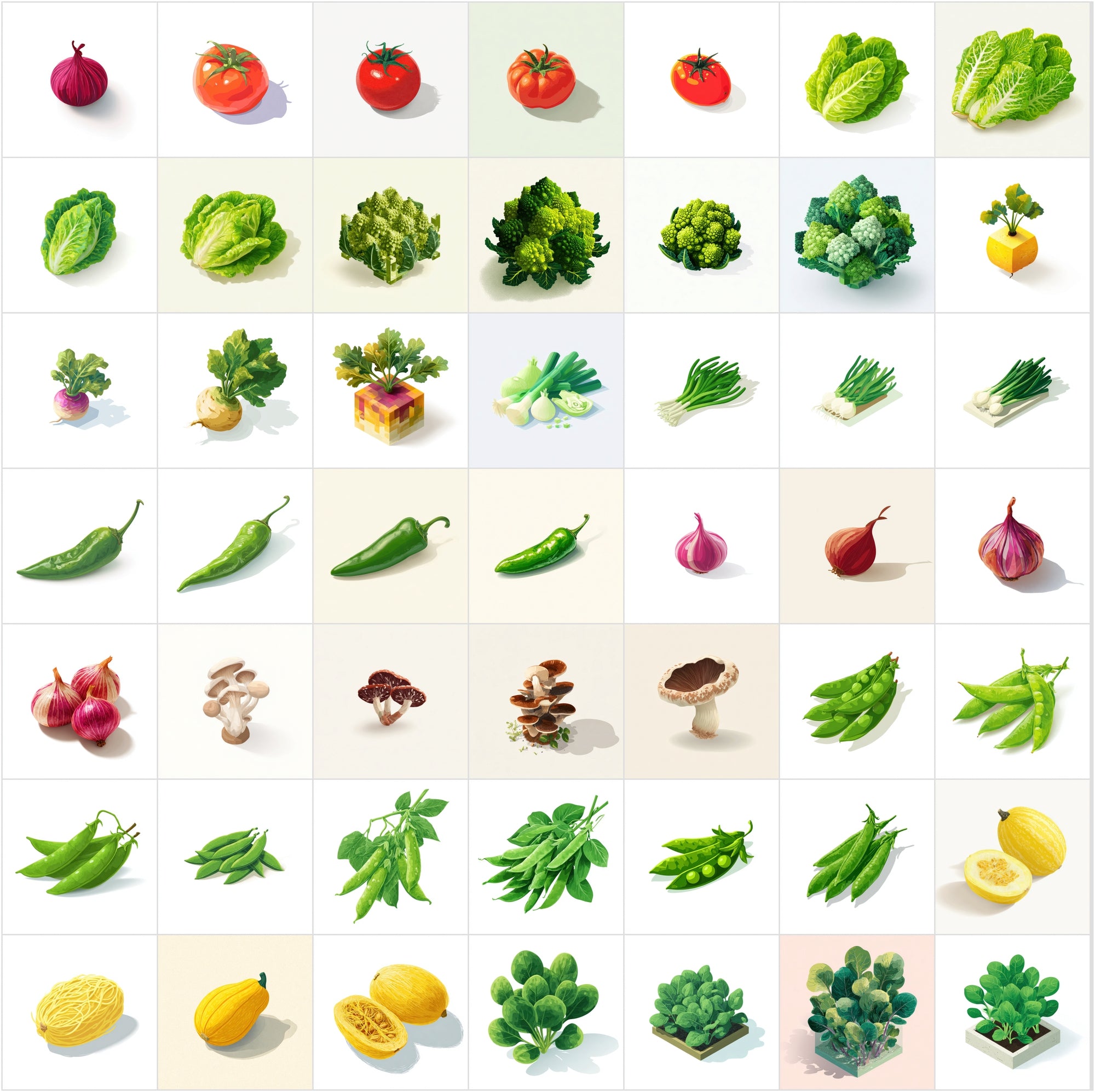 399 Isometric Vegetable Illustrations