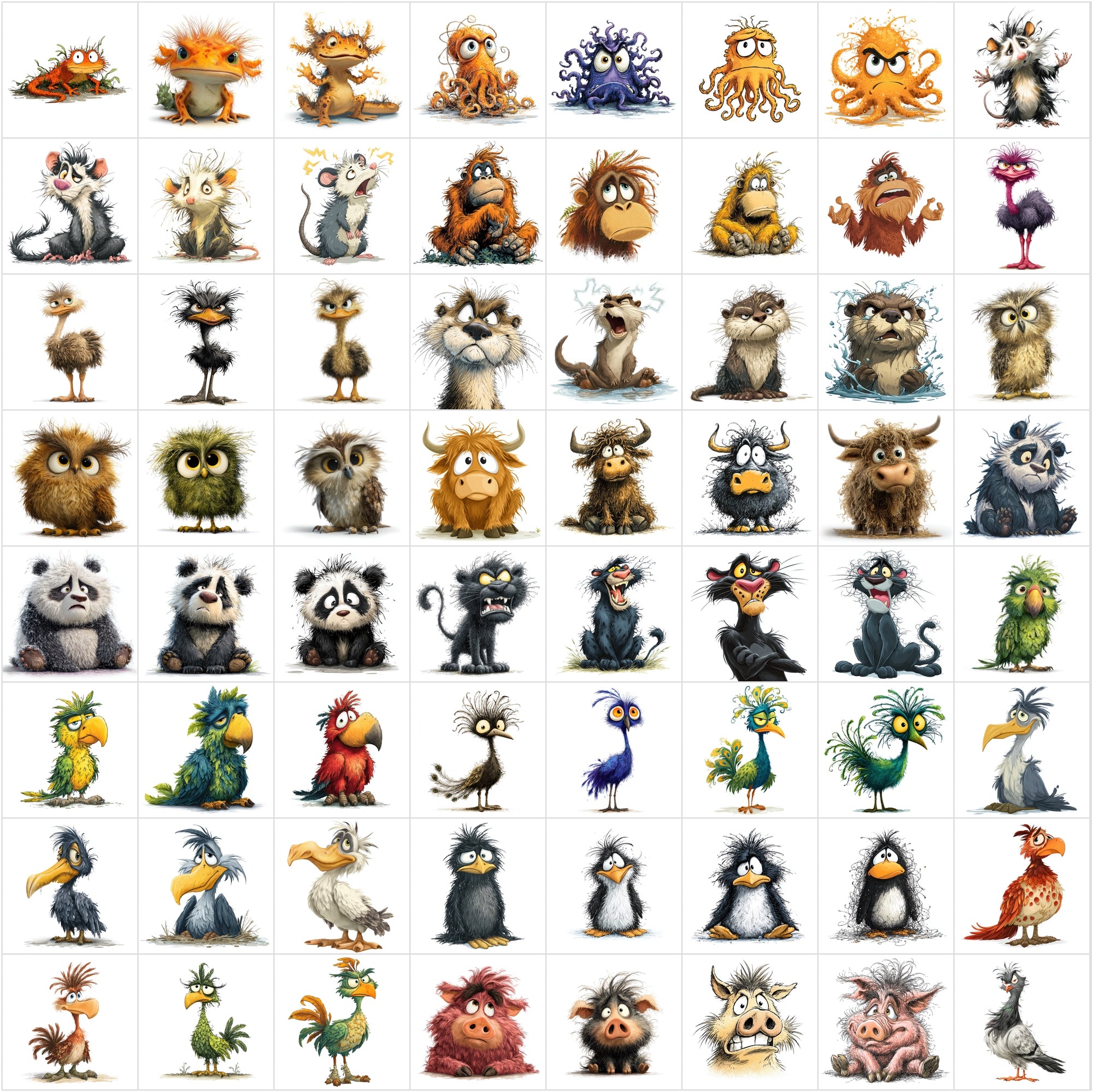 657 Frazzled Animal Cartoon Illustrations