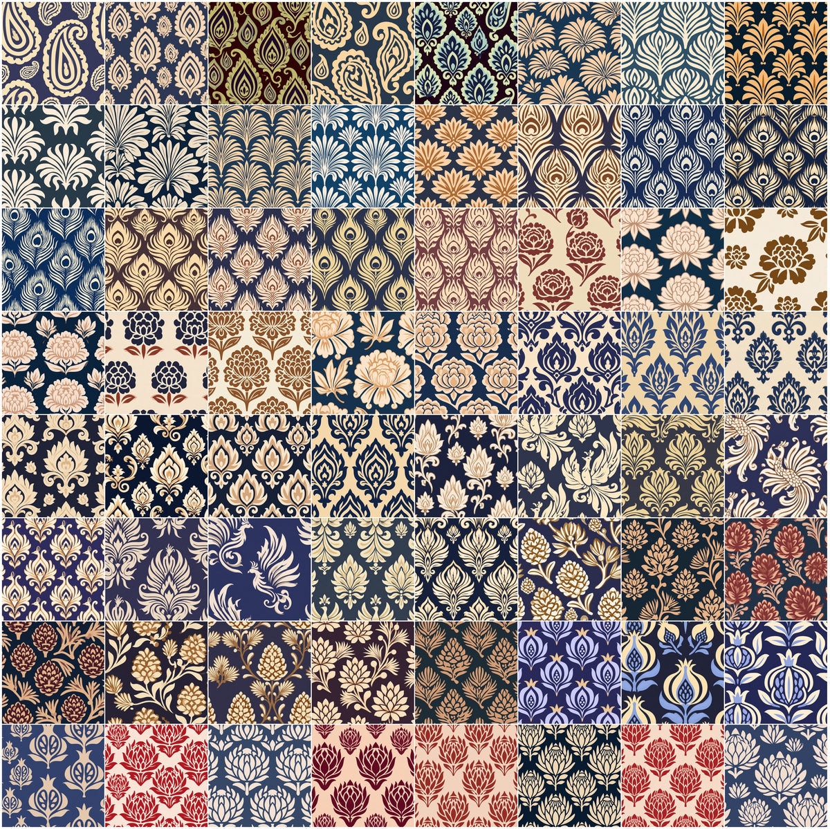 620 Seamless Patterns Bundle – Two-Color Vector Textile Designs, Tileable JPG & Photoshop PAT, Commercial License