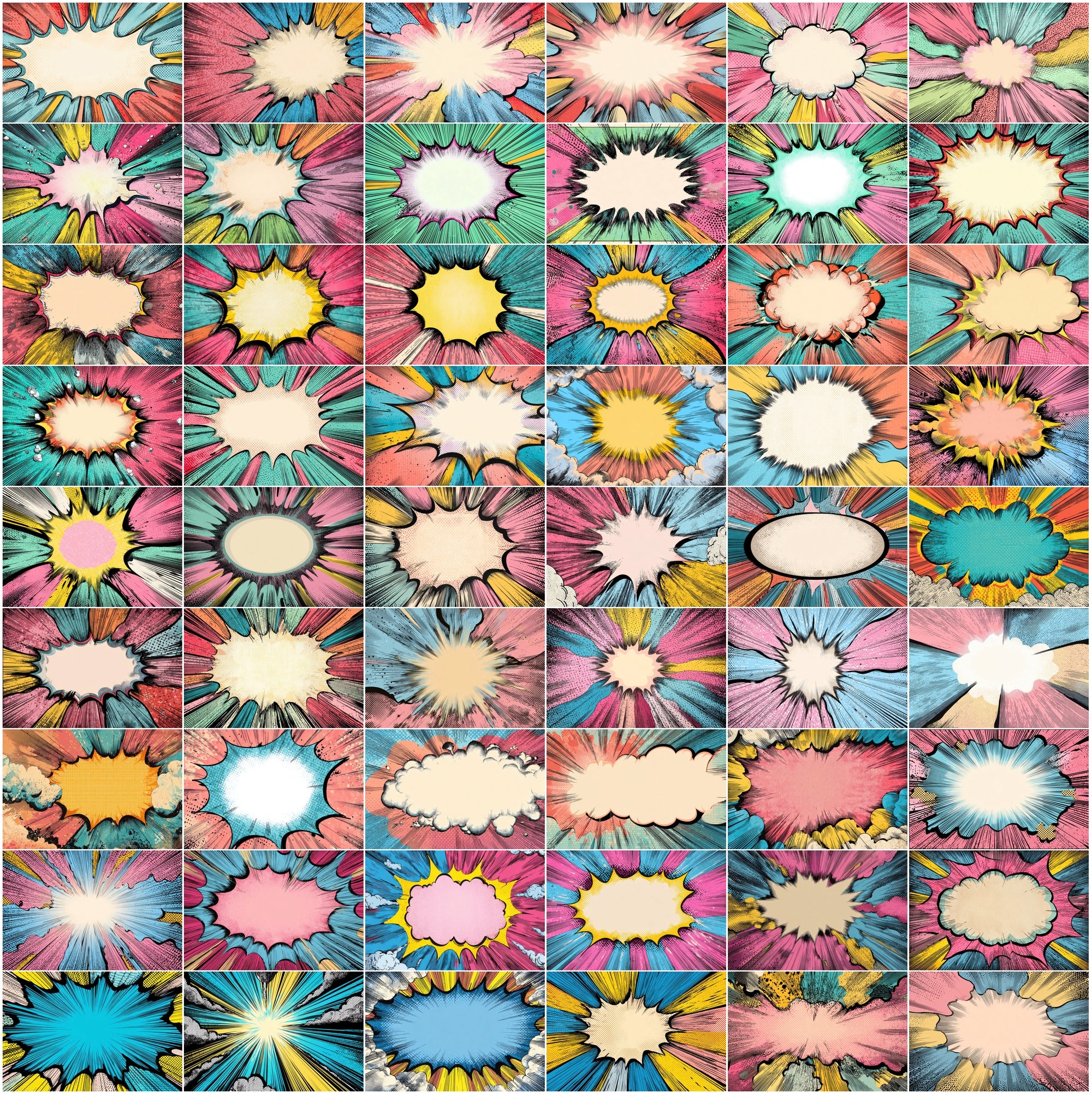 635 Comic Art Backgrounds – High-Resolution Retro Pop Art Explosions