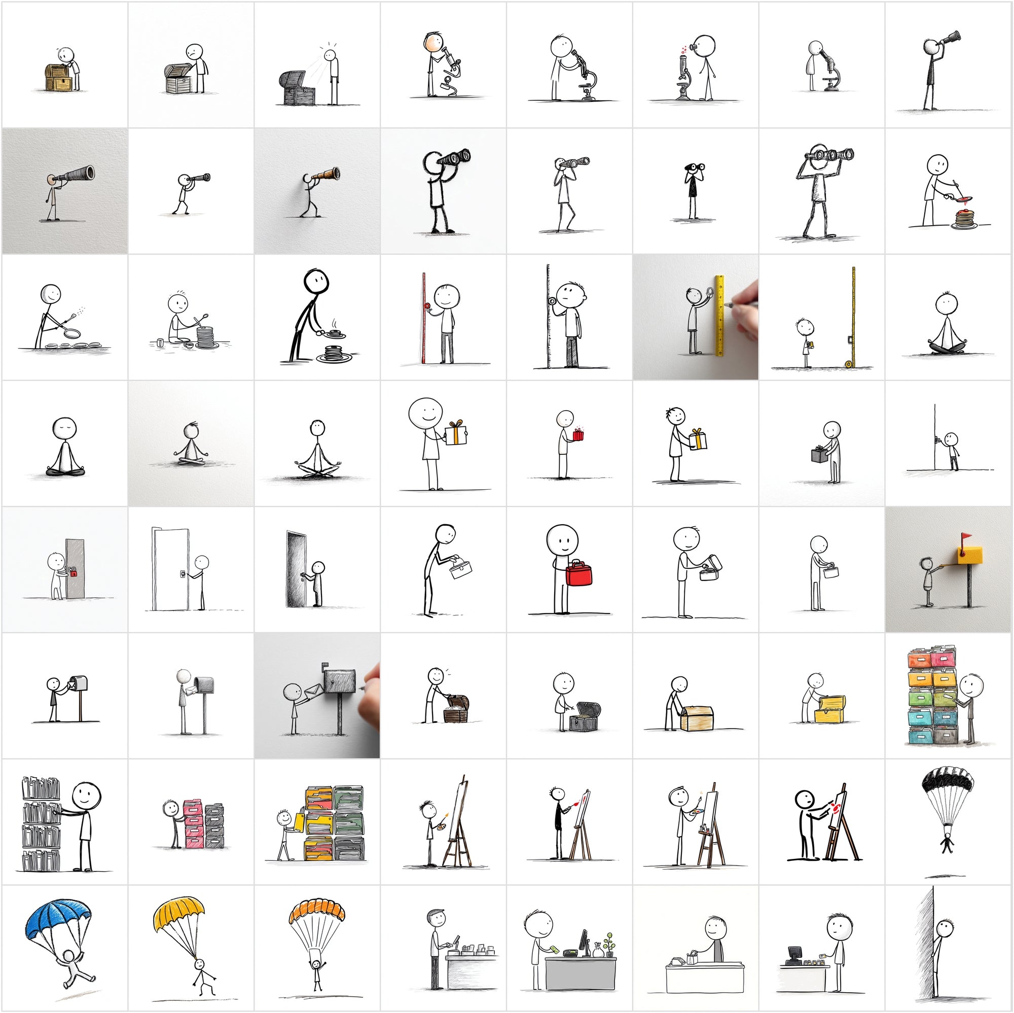 950 Stick Figure Clipart Bundle, Funny Stick Man Images, Everyday Actions, Sports, Office, School JPG Commercial Use