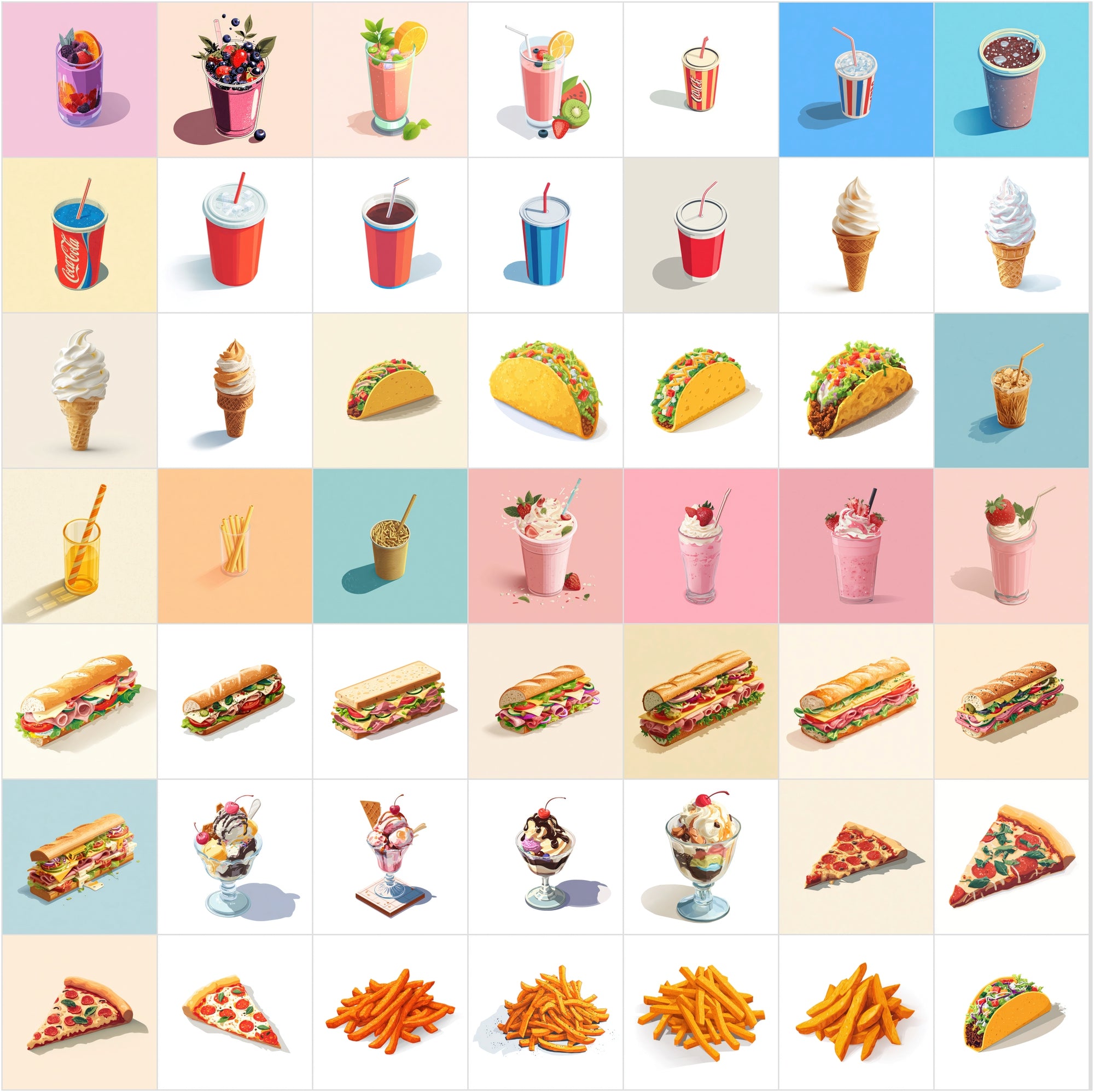 423 Isometric Fast Food Illustrations