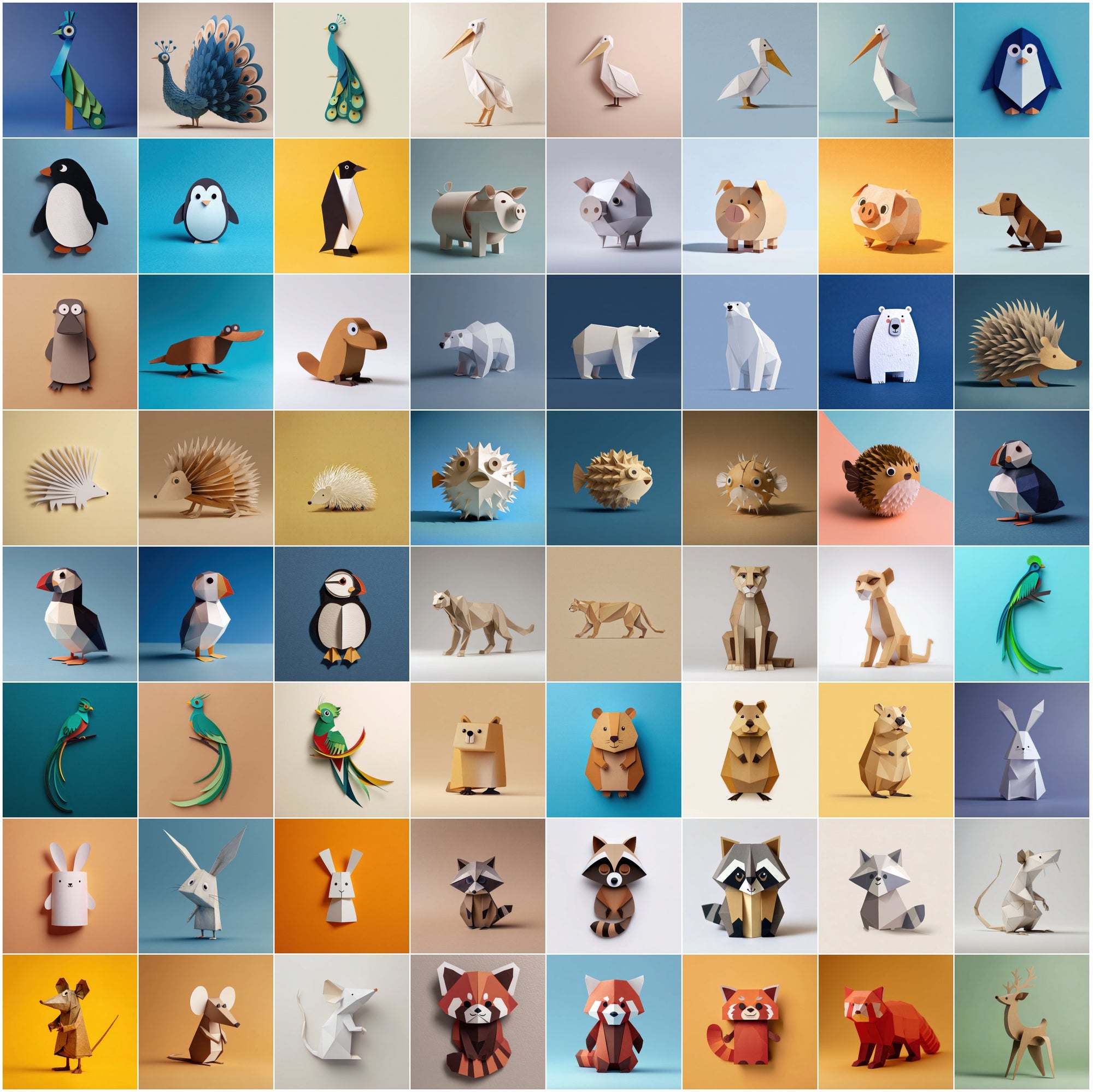 635 Paper Animal Clipart Bundle | Cartoon Minimalist Art