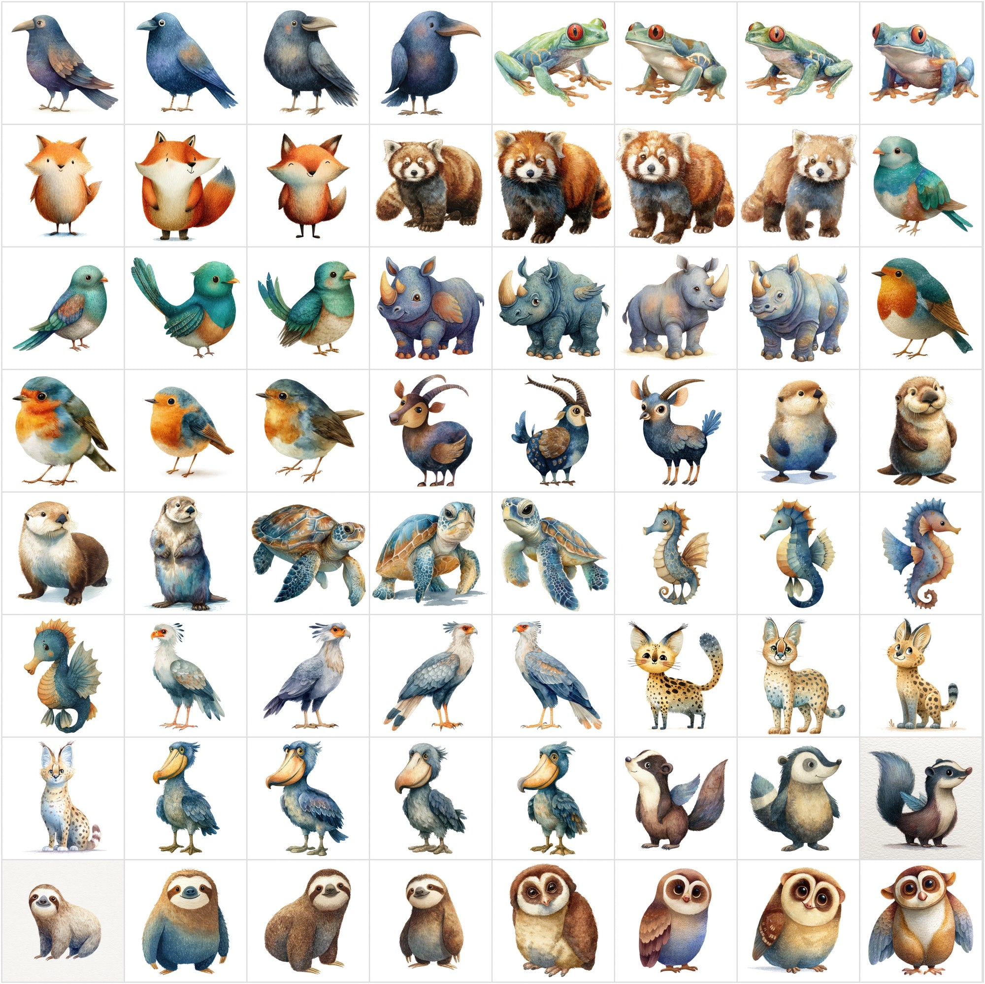 600 Storybook Watercolor Animals