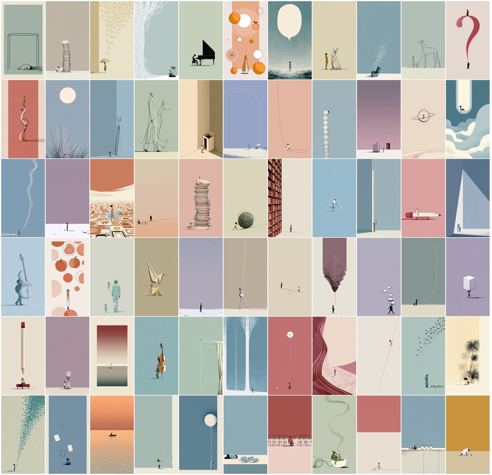 630 Minimalist Line Art Illustrations | Editorial Vertical Wall Art Bundle