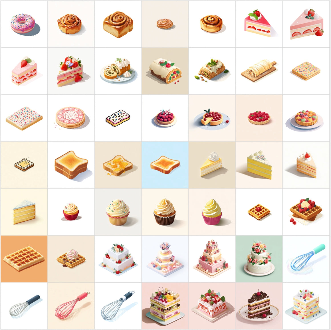 396 Isometric Bakery Clipart Bundle