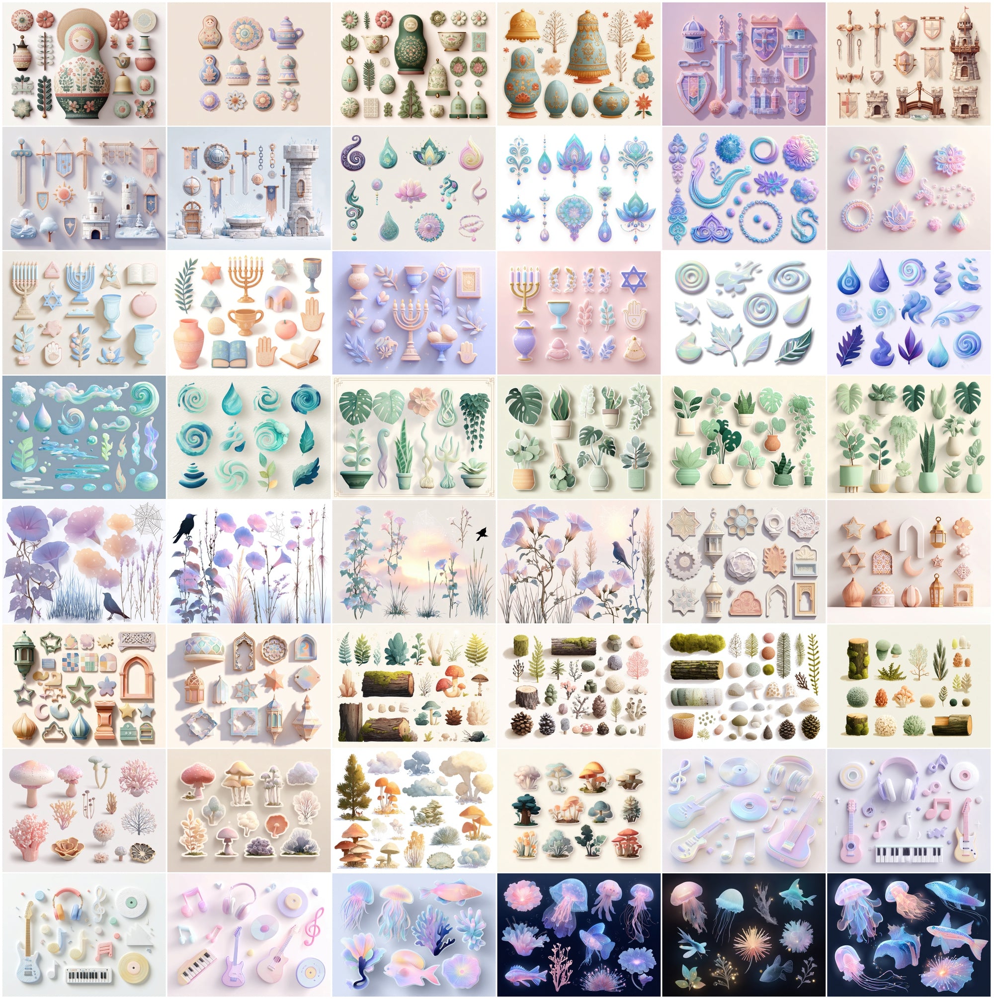 640 3D Decorative Element Clipart Pack