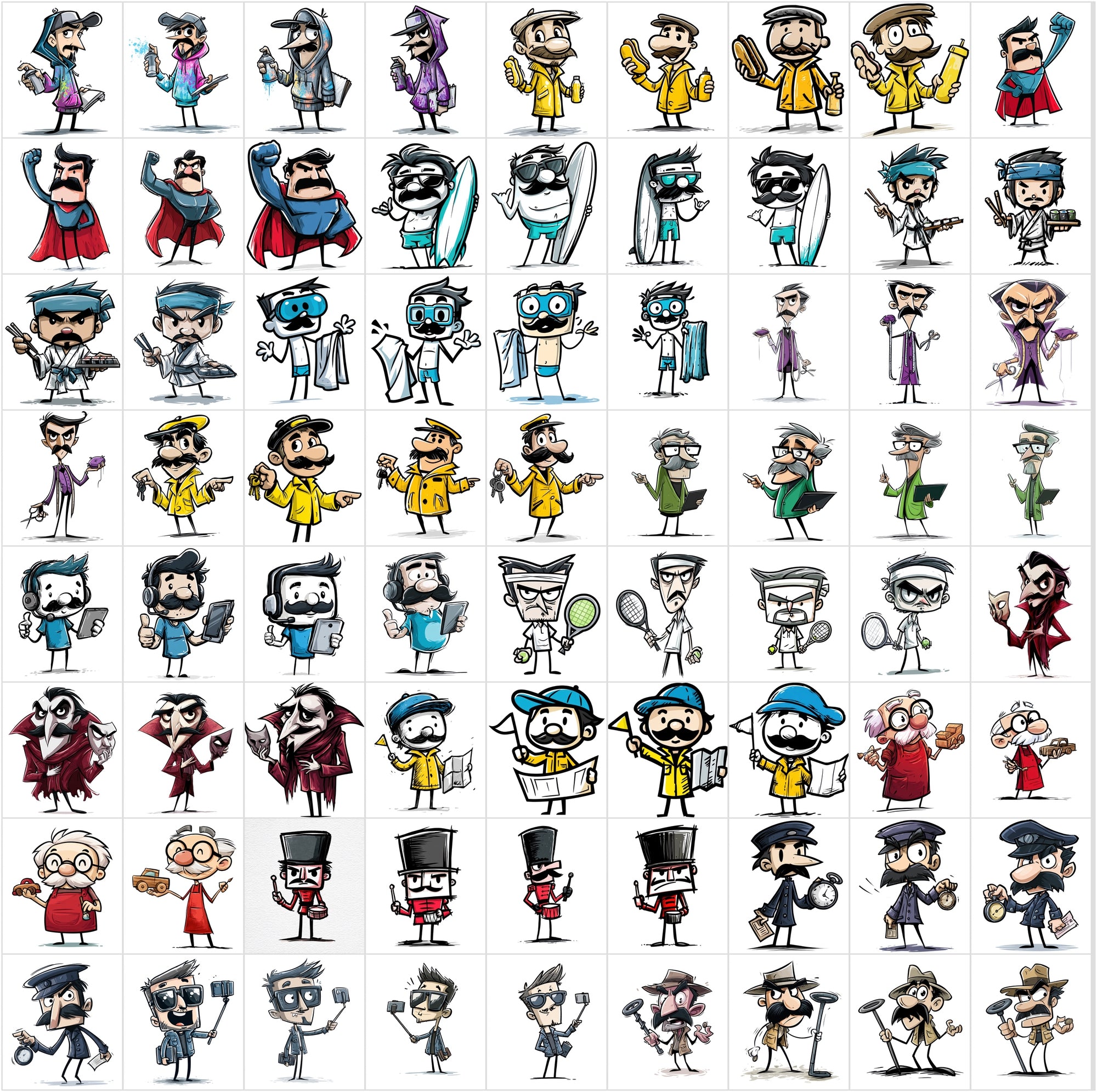 630 Funny Animal Cartoon Clipart Bundle, Cute Character JPG Images