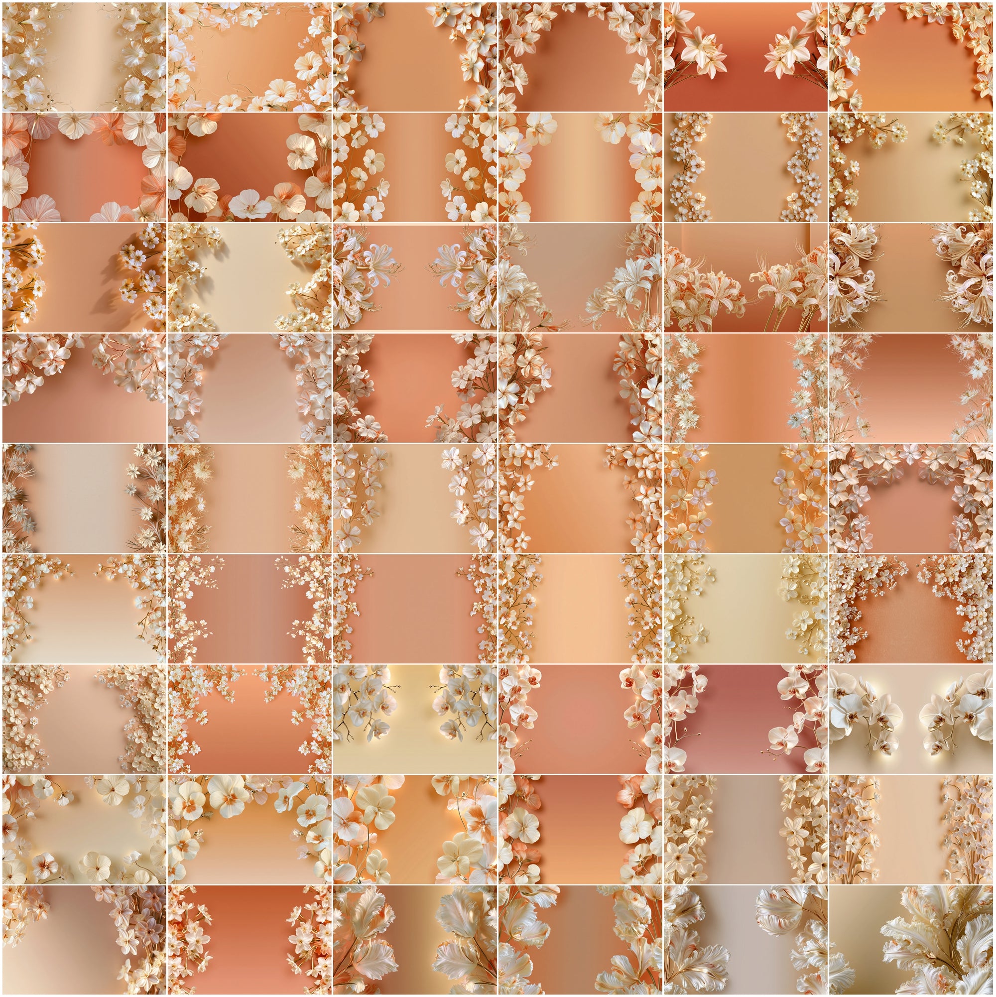 640 Floral Background Images, Elegant Flower JPG Bundle for Invitations, Branding, Scrapbooking & Commercial Use