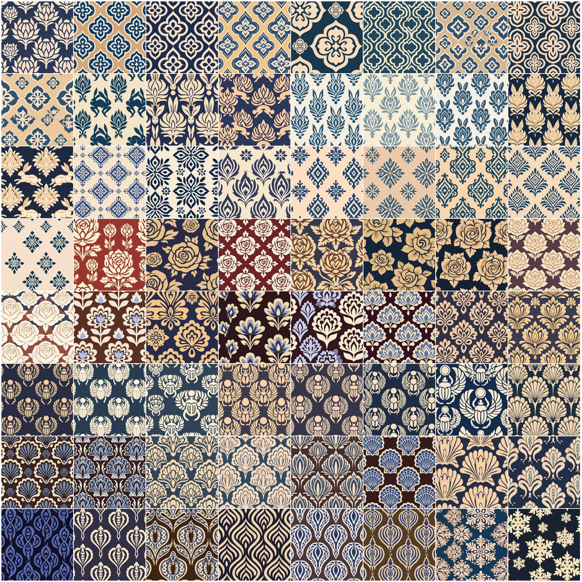 620 Seamless Patterns Bundle – Two-Color Vector Textile Designs, Tileable JPG & Photoshop PAT, Commercial License