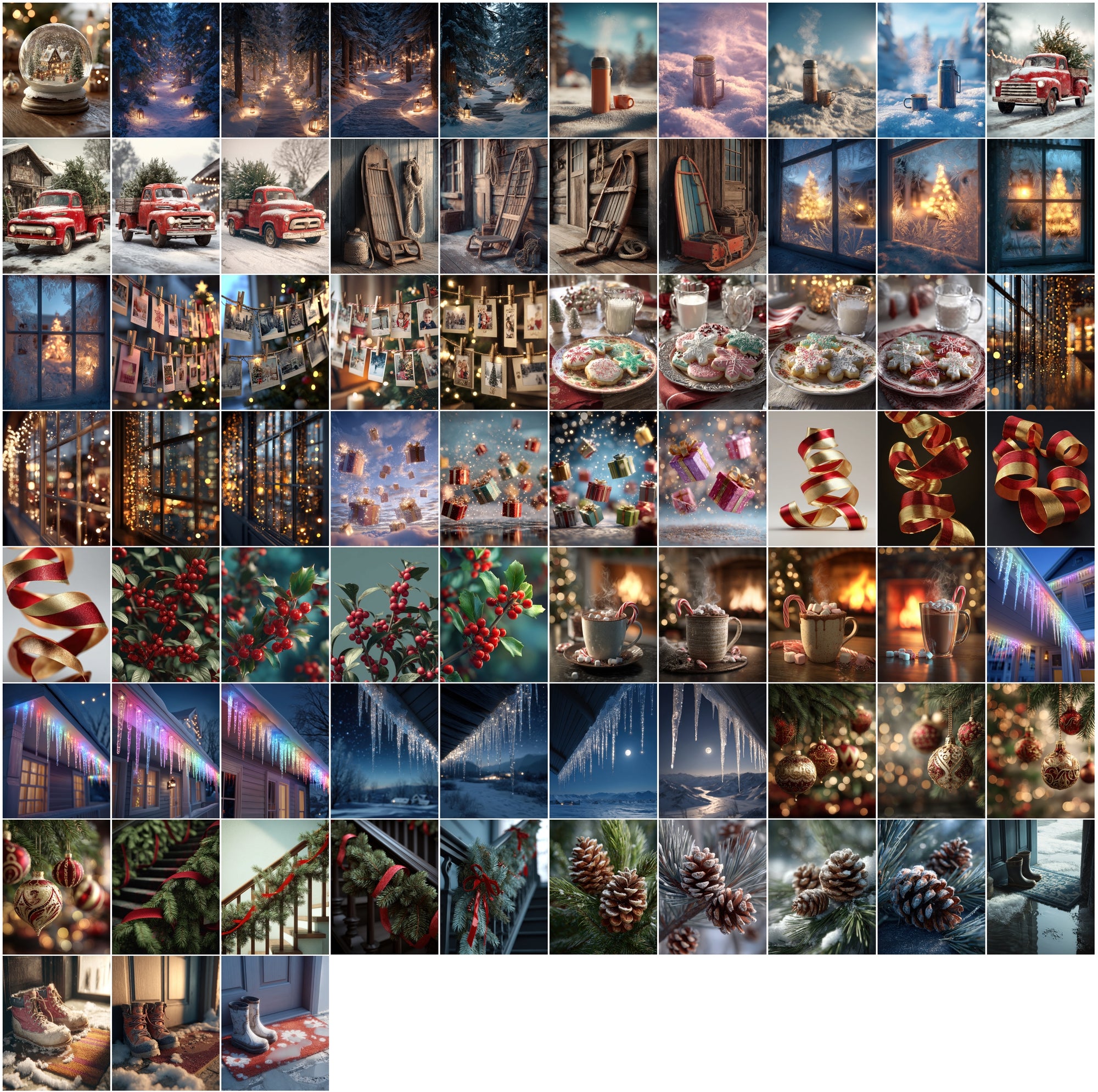 630 Christmas Images Bundle – 3D Cartoon Holiday Graphics, Commercial Use JPGs, Festive Winter Clipart Set