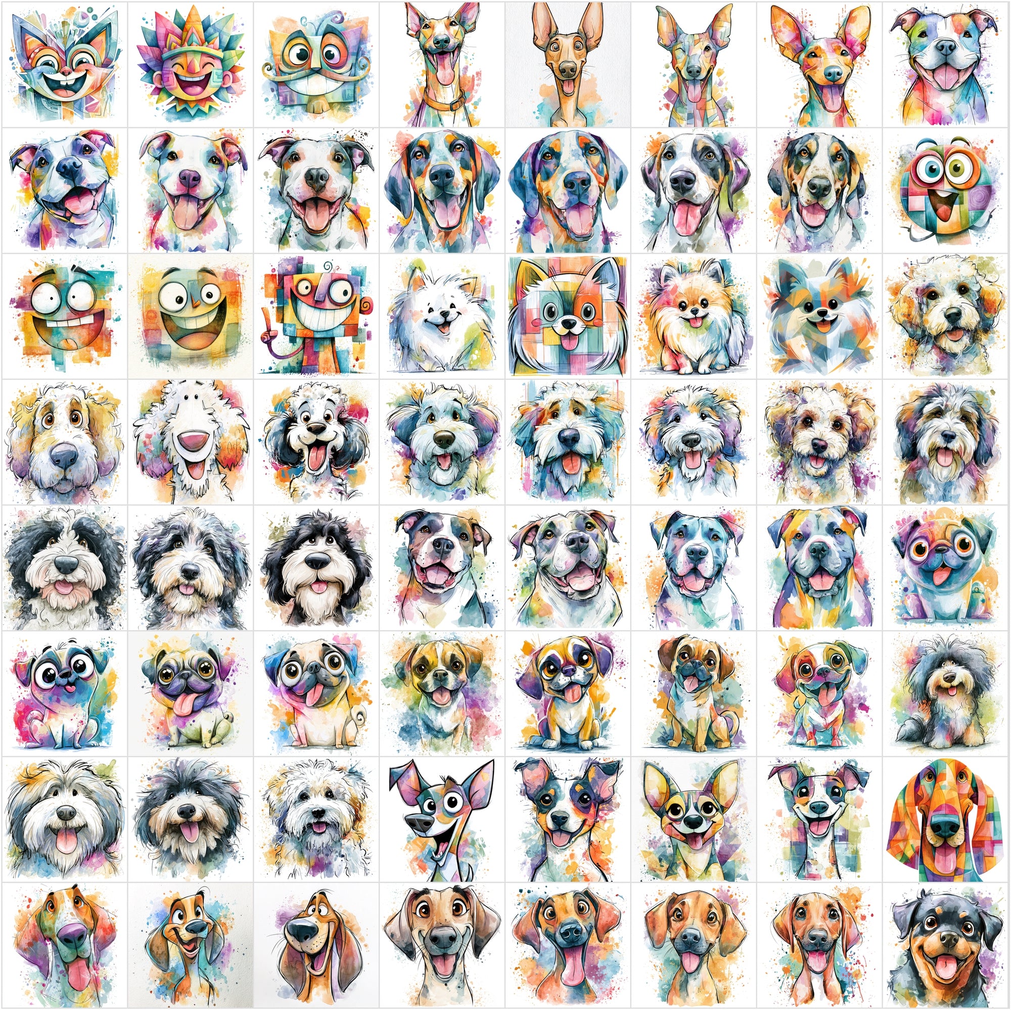 650 Dog Clipart Images – Cute Dog Breeds JPG Bundle with Commercial License