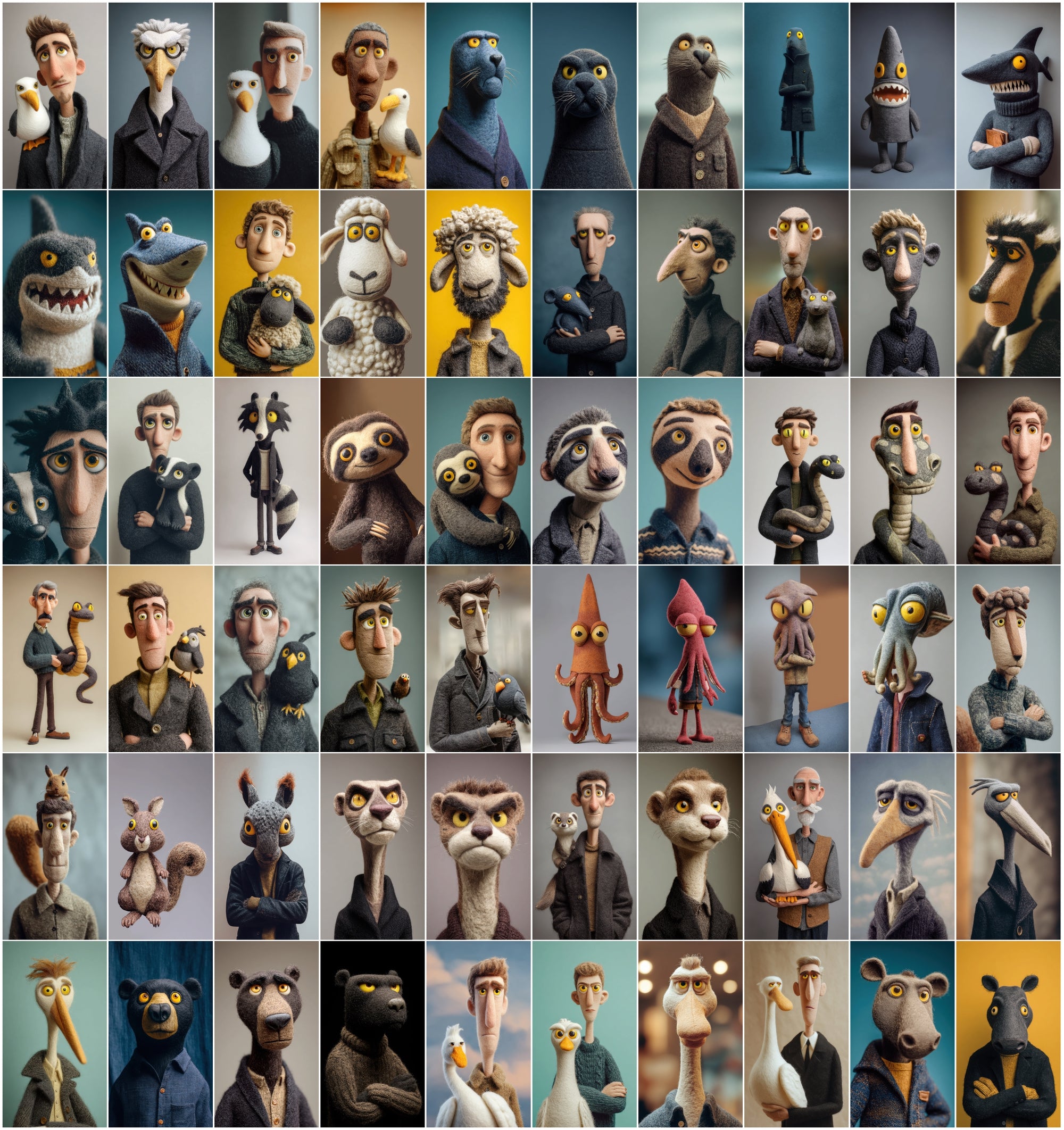 530 Felt Style Animal Portrait Images Bundle