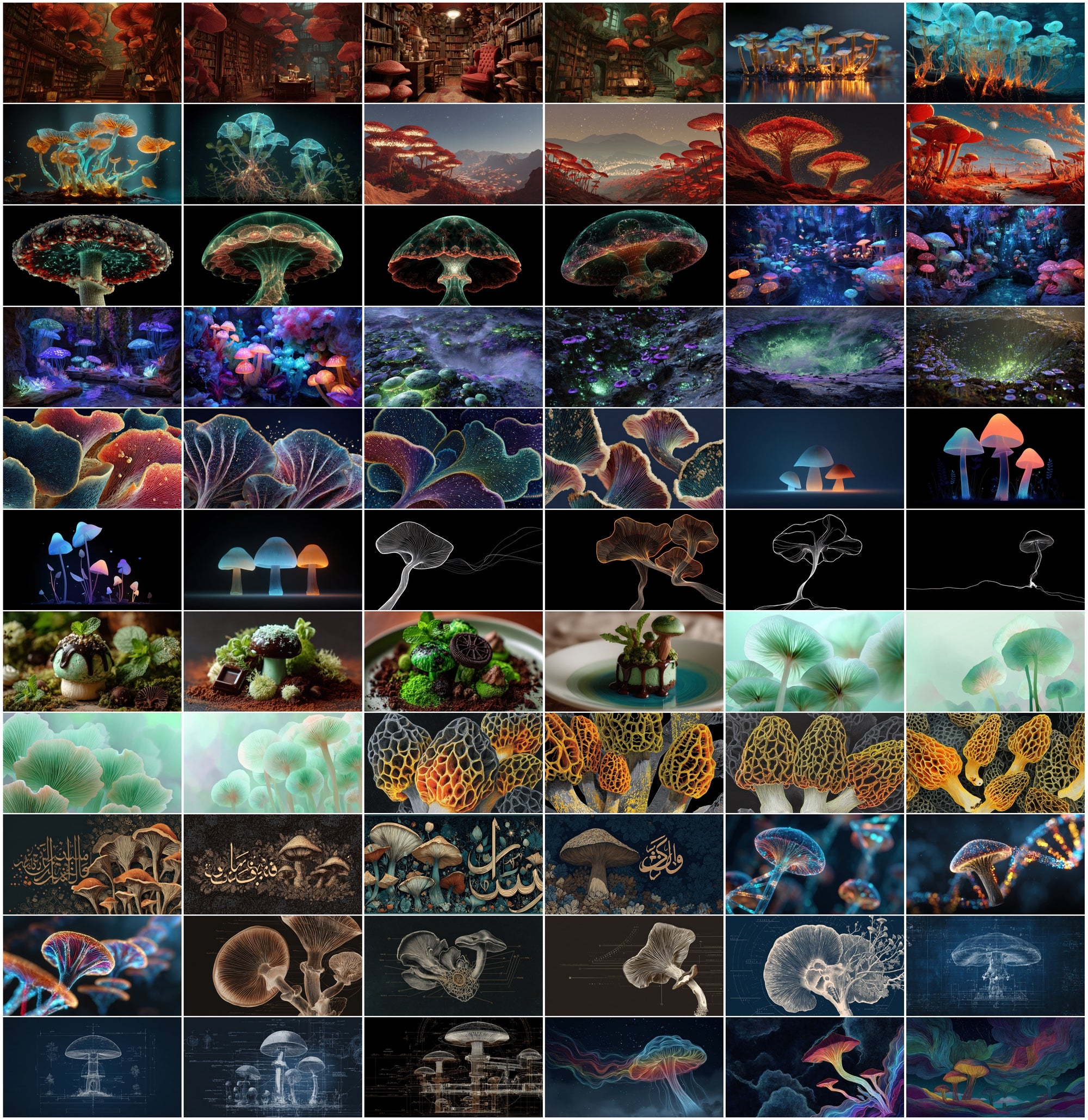 950 Psychedelic Mushroom Images Bundle – Bioluminescent Neon Art Pack