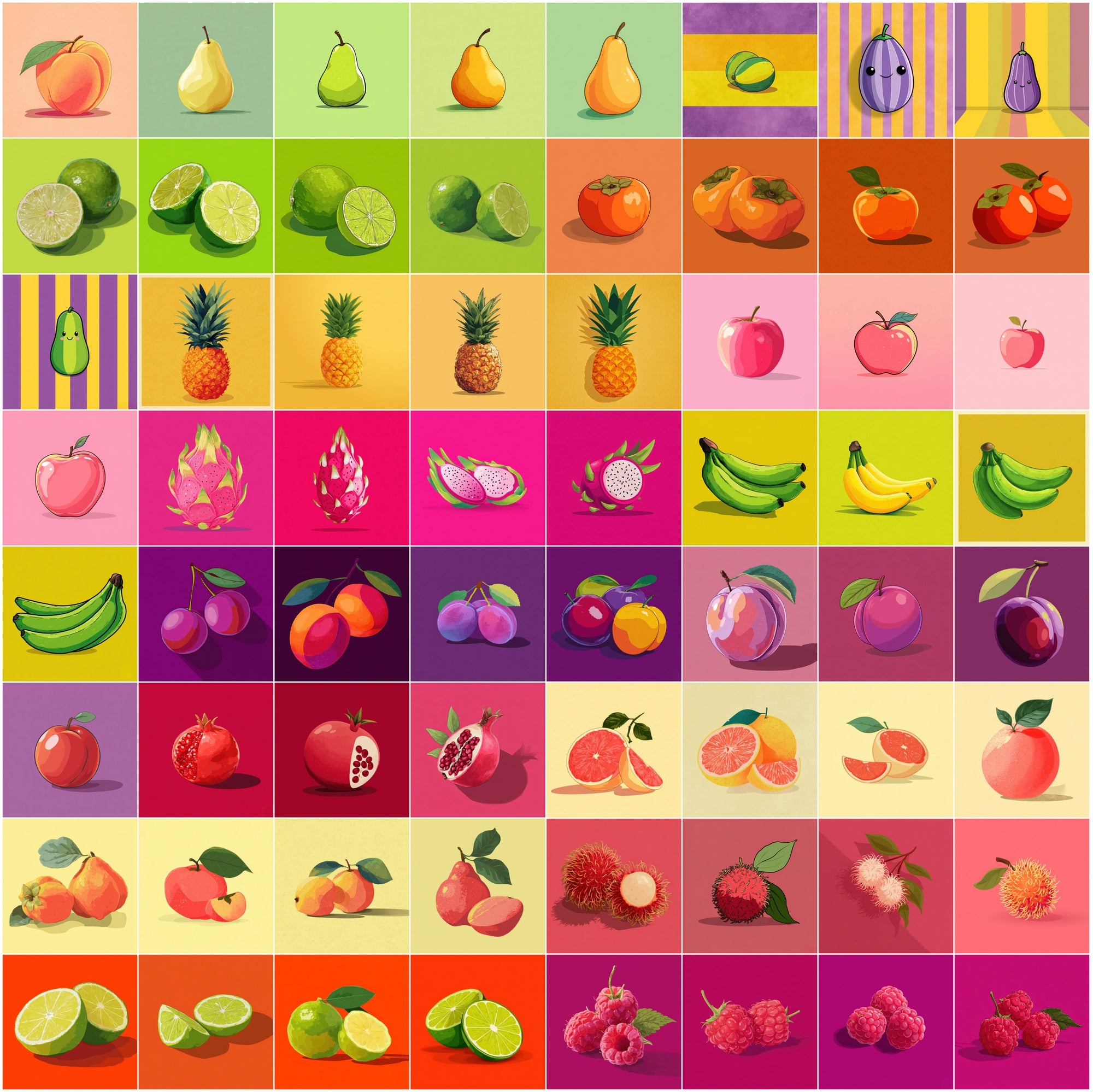 610 Fruit Images Bundle | Colorful Fruit Illustrations