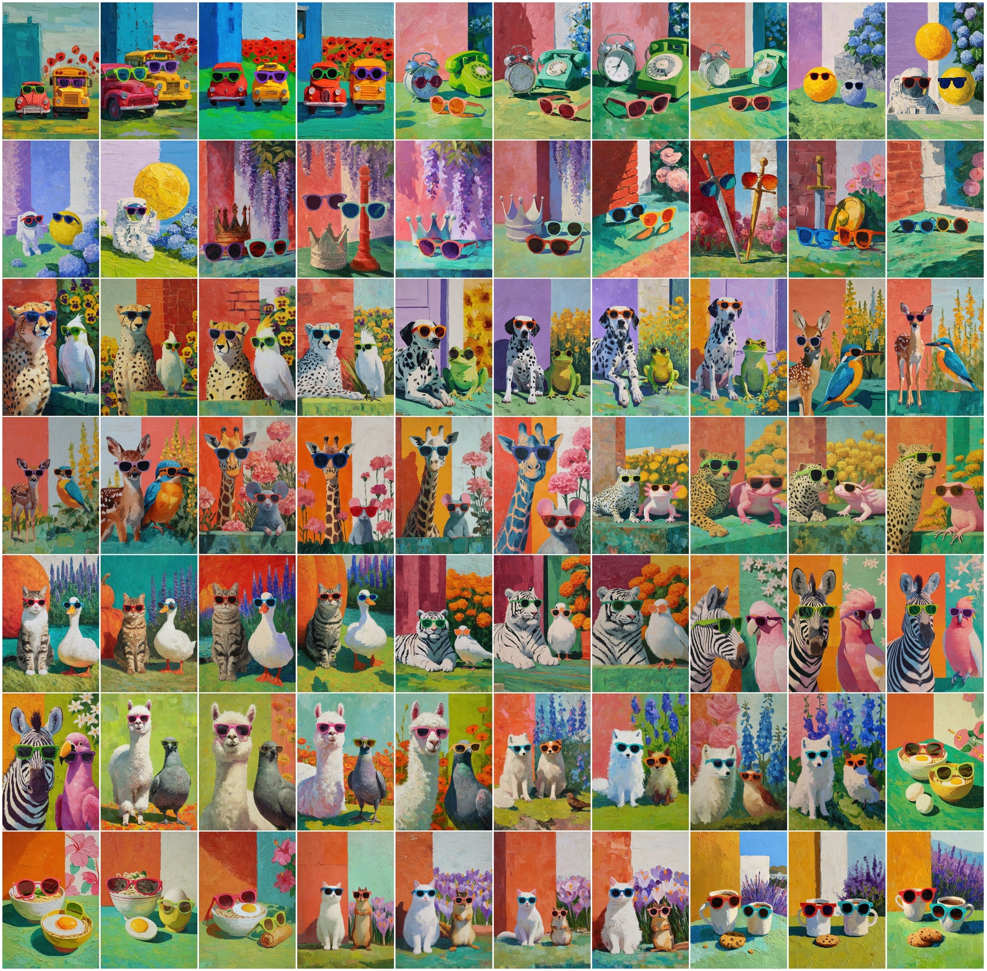630 Whimsical Oil Painting Animal JPGs