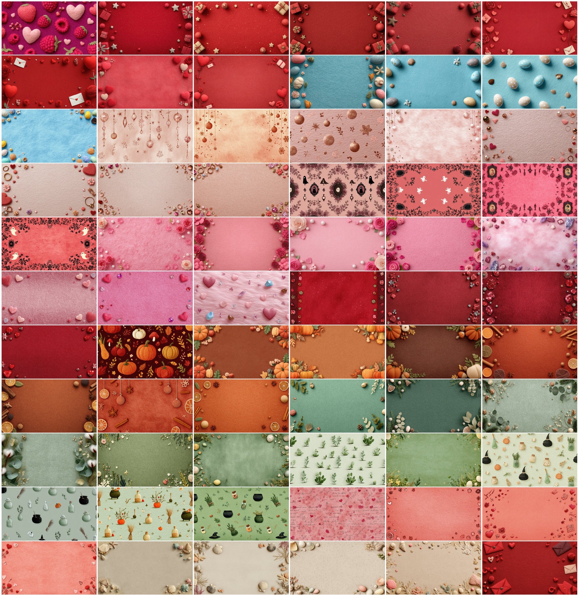 630 Holiday Backgrounds Cute Felt Style | Christmas Halloween Easter Valentines