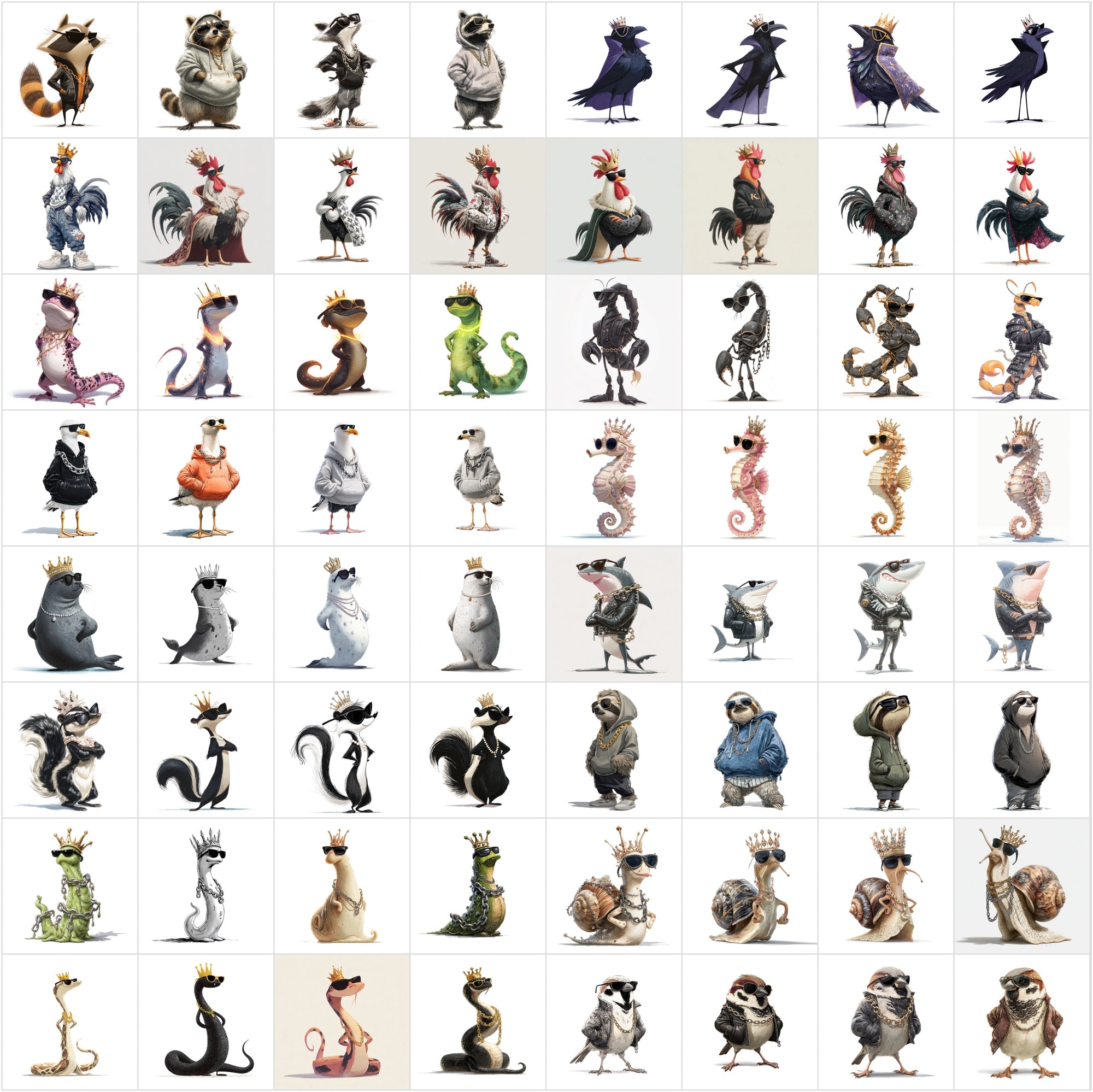 615+ Animal Clipart Mega Bundle, High-Res JPGs, Commercial Use, Vibrant Cartoon Animals for Sublimation, Stickers & Web Design