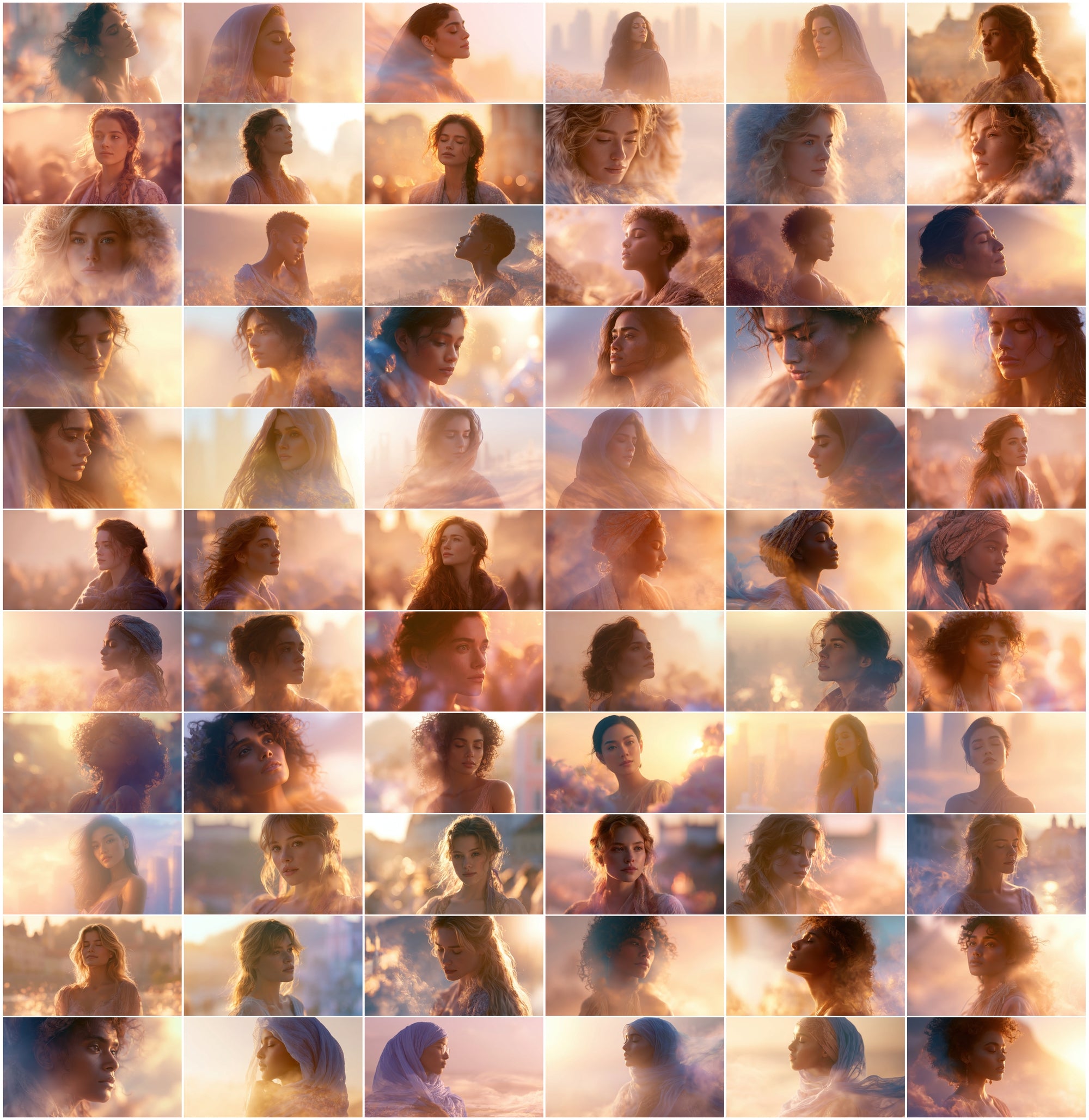 Double Exposure Women Portraits Bundle, 630 Ethereal Cultural JPG Images for Design & Commercial Use