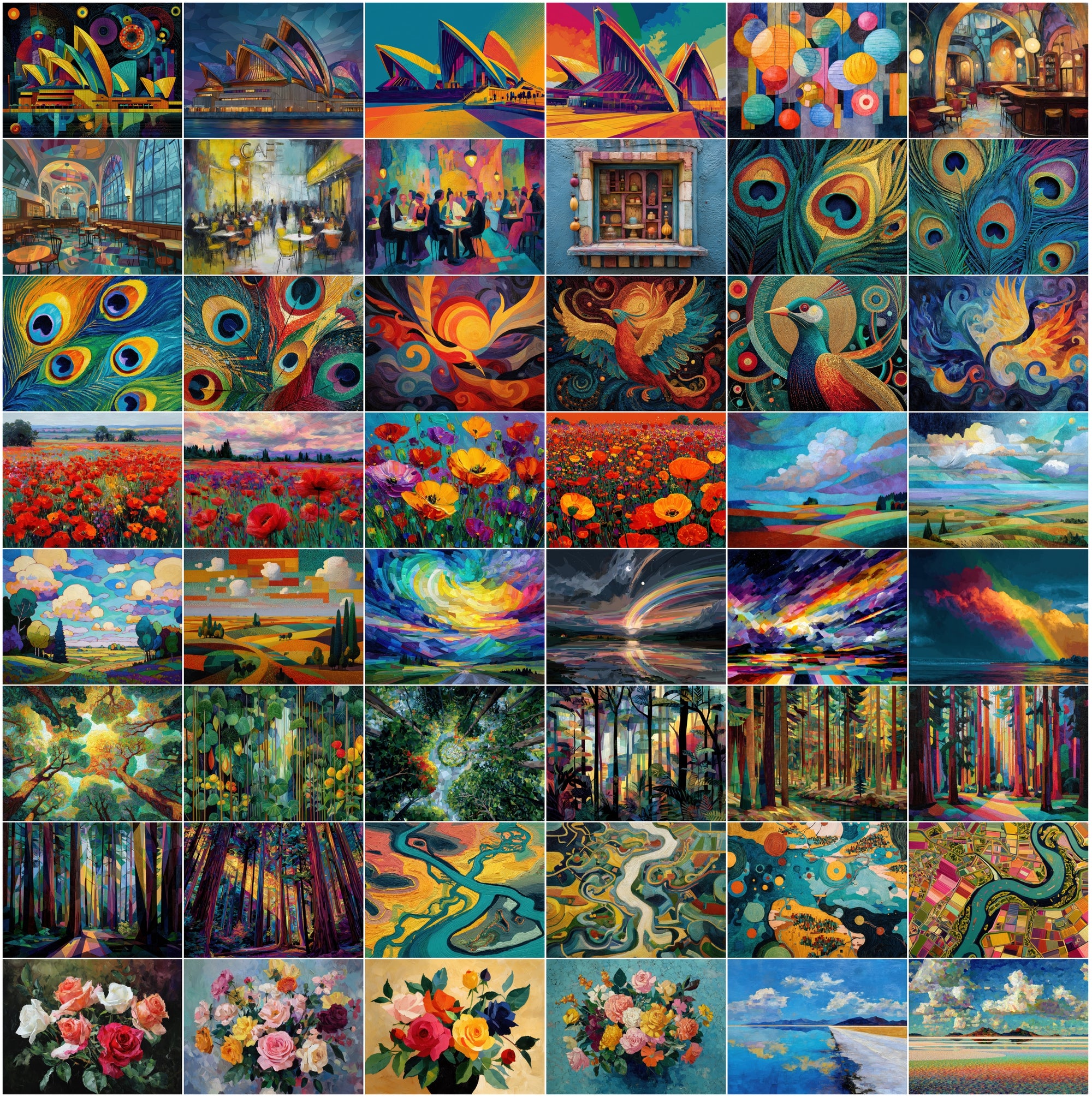 530 Abstract Art Images Bundle, Colorful Printable Wall Art Pack