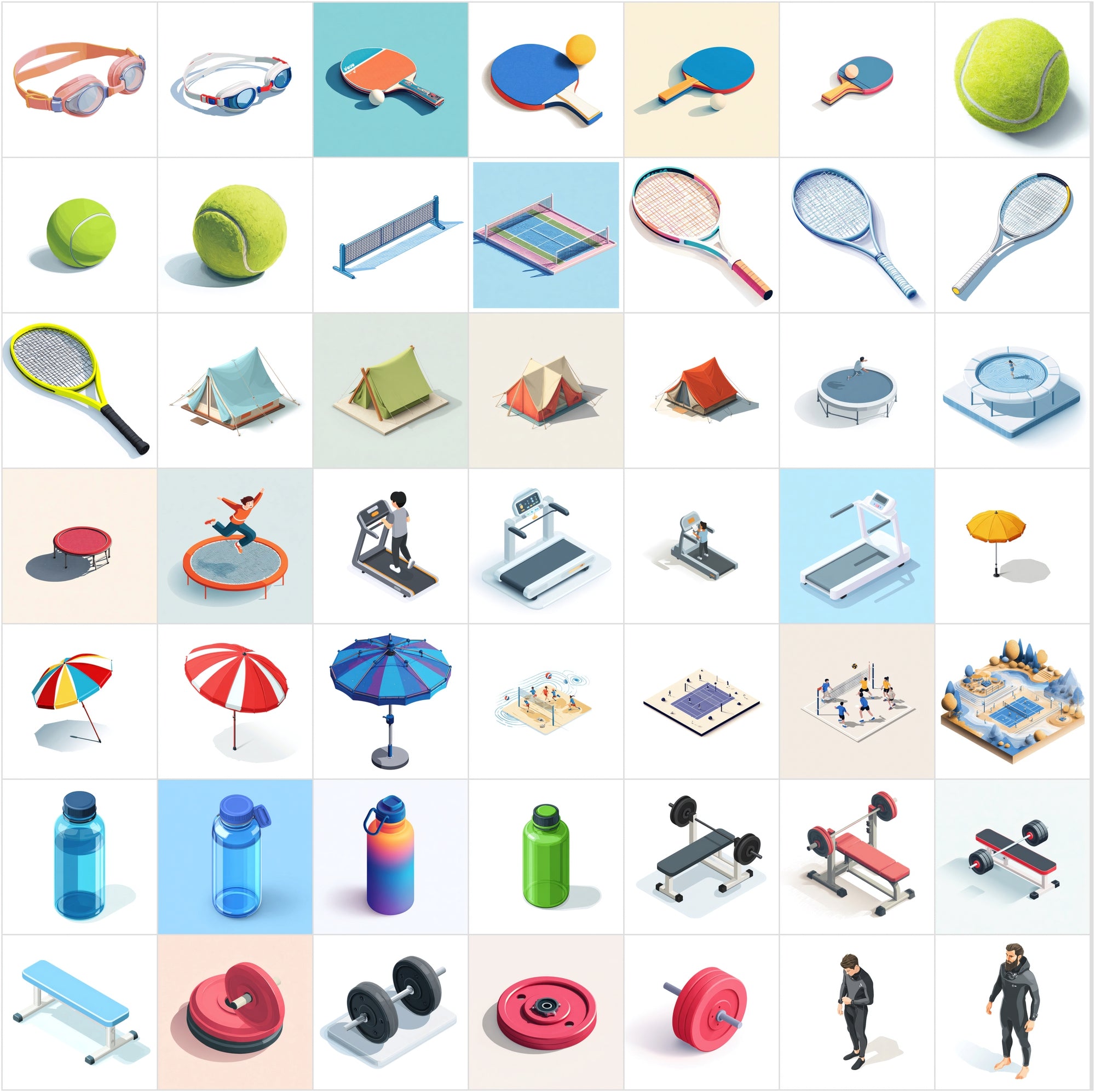 400 Isometric Sports & Fitness Illustrations