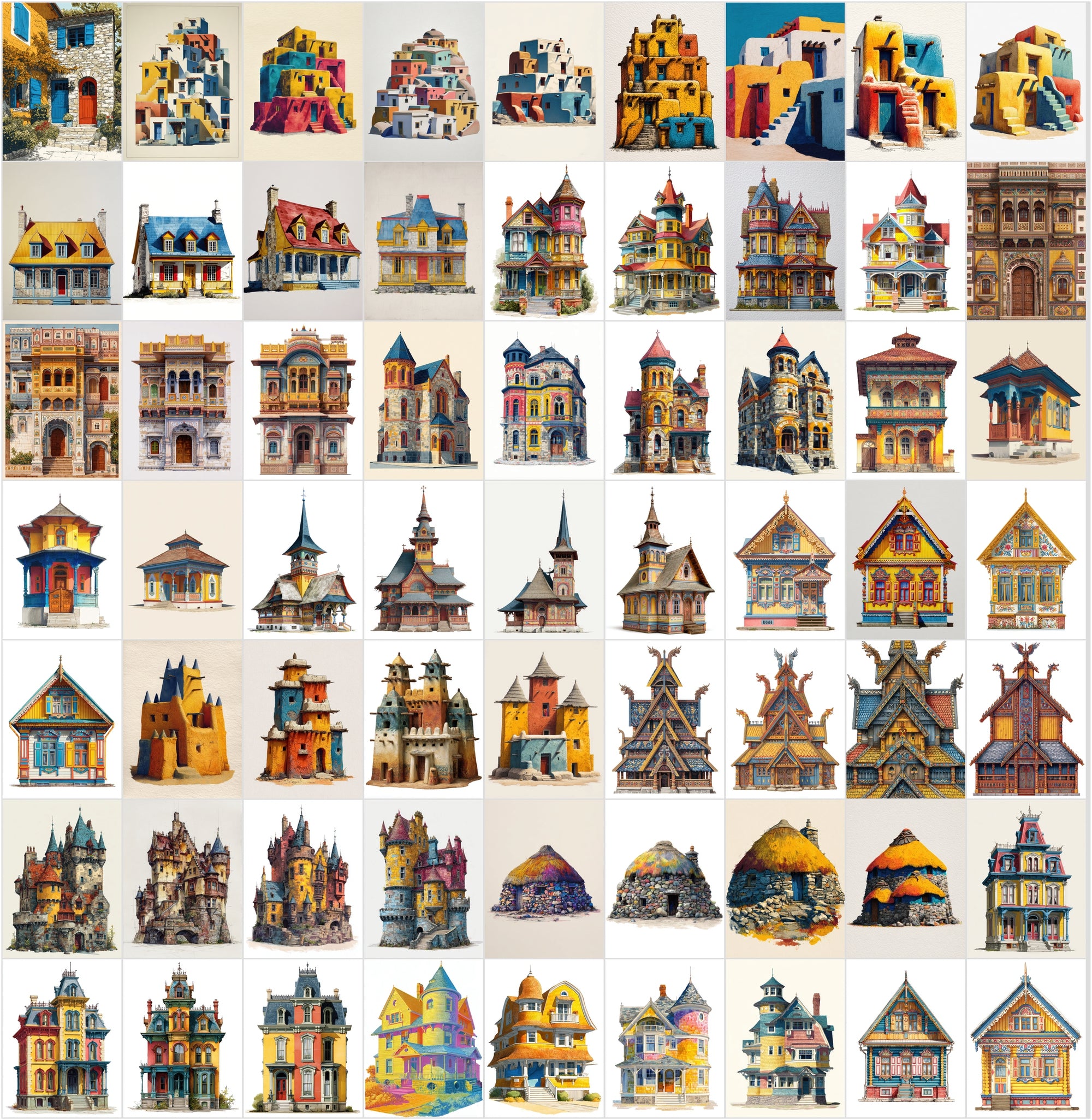 598 HOUSES From Every Corner of the World Clipart Bundle