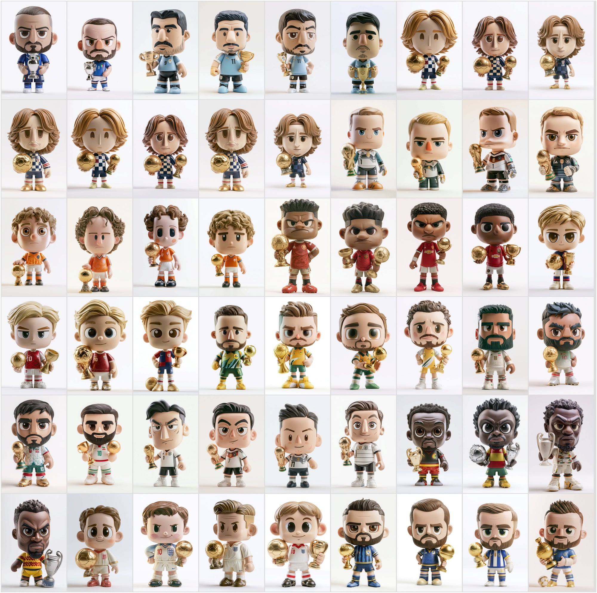 680 Football Vinyl Figure Clipart Bundle, Soccer Player Collectible Toy Art
