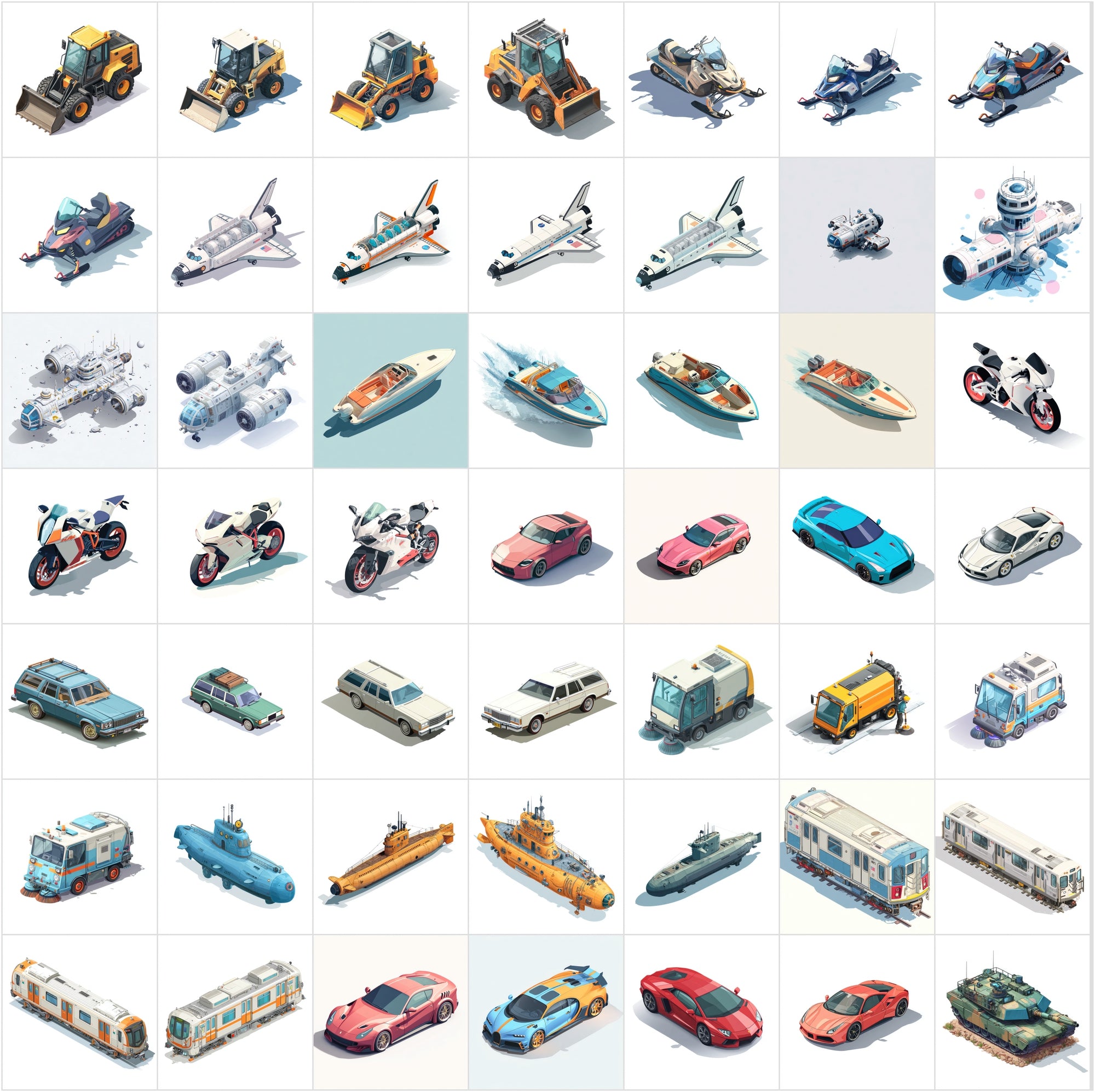 435 Isometric Vehicle Illustrations