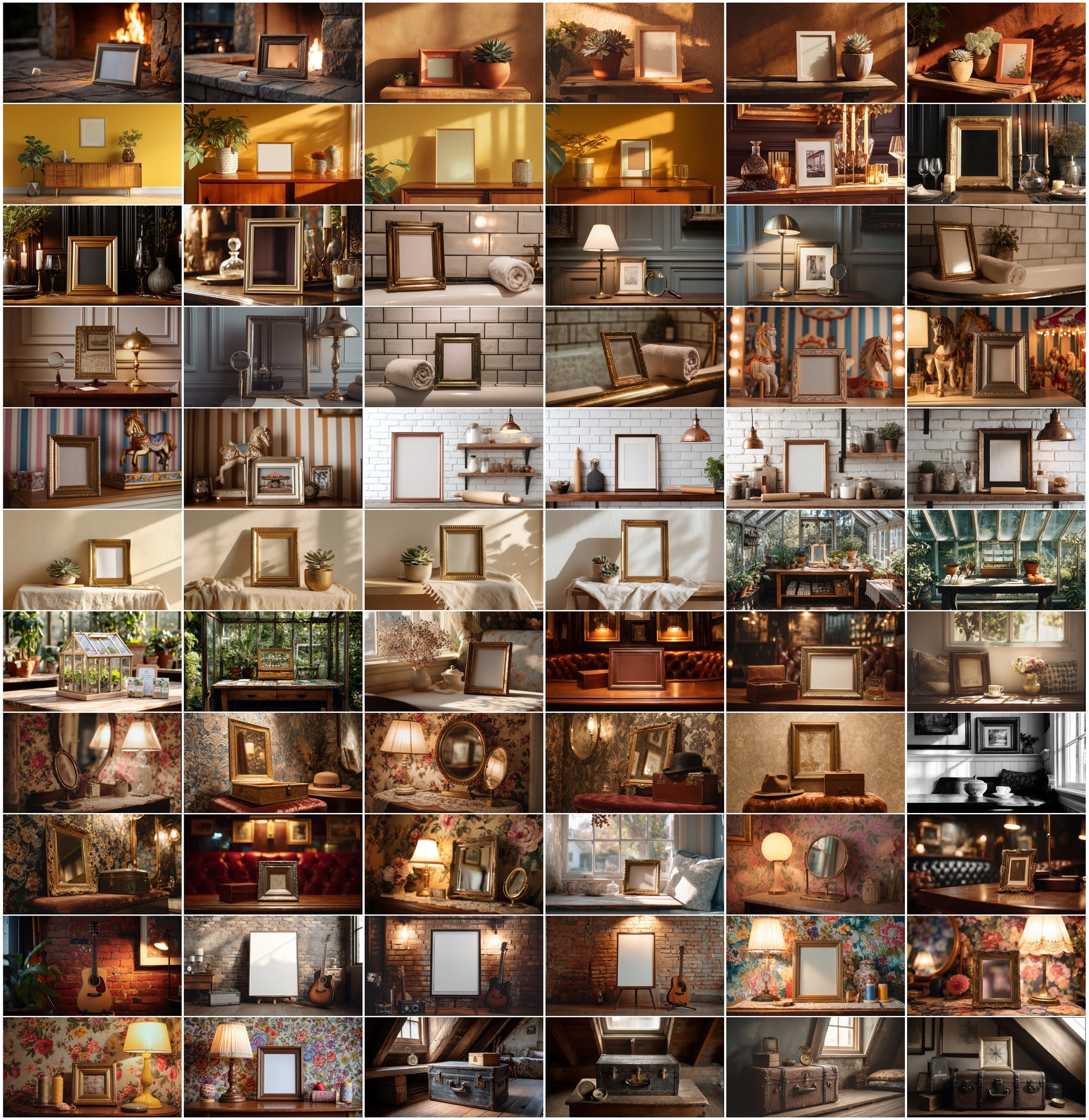 630 Interior Frame Mockups – Realistic Home Decor Settings for Wall Art, Prints & Photos