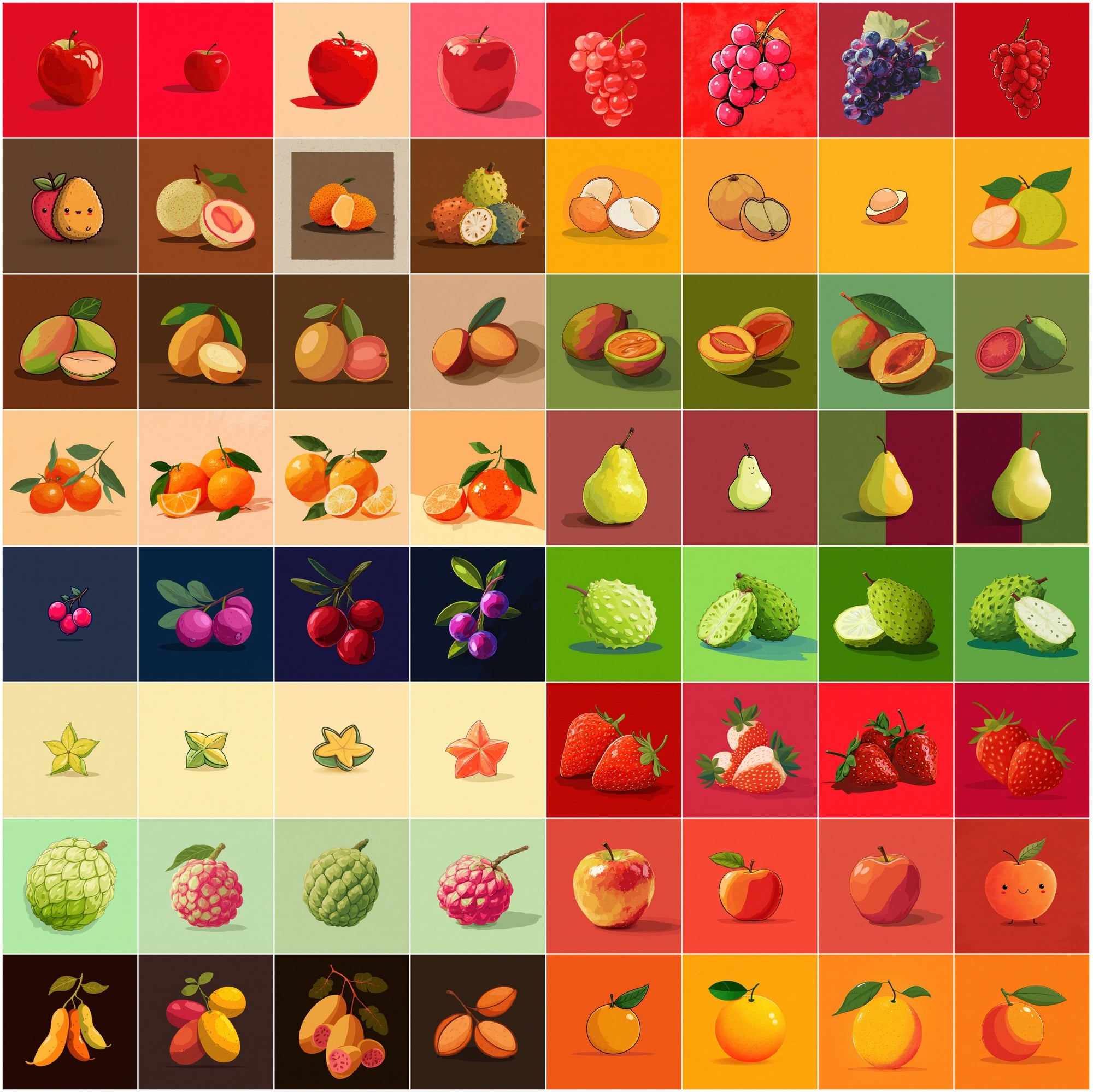 610 Fruit Images Bundle | Colorful Fruit Illustrations