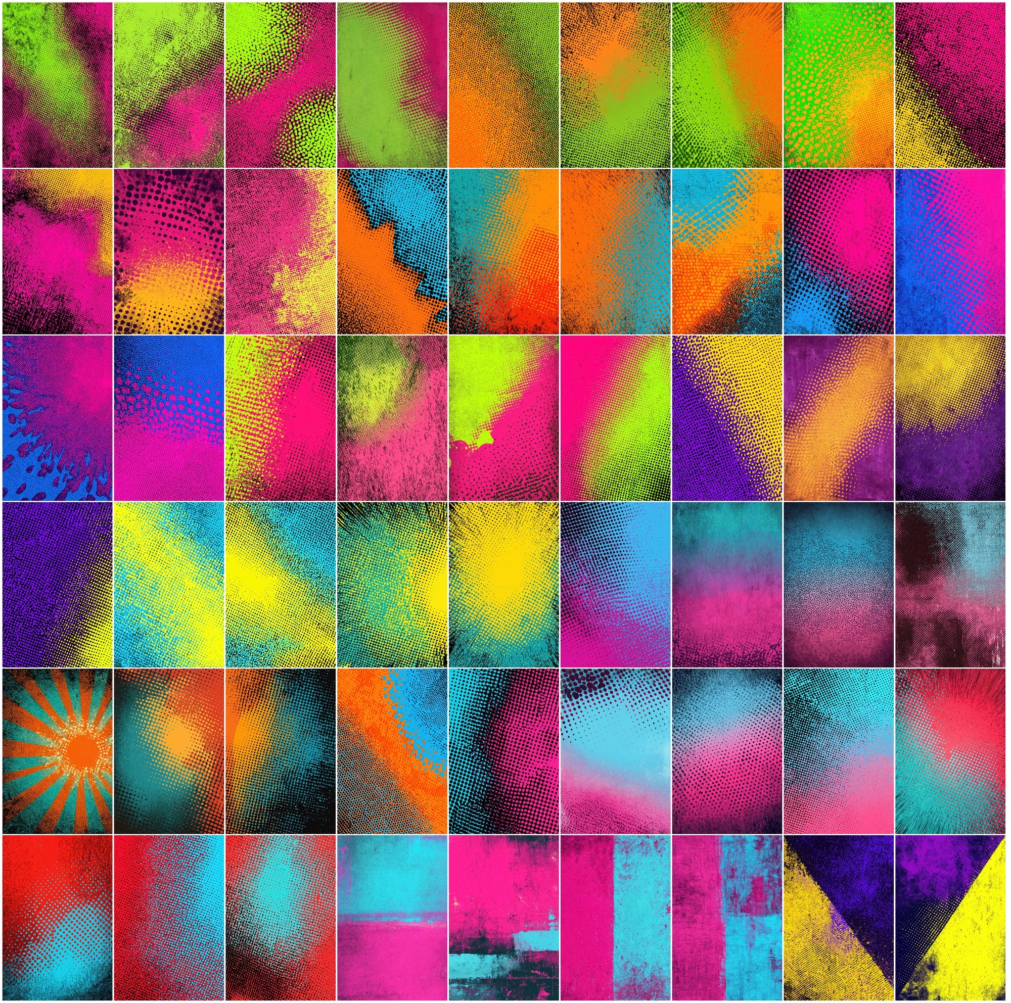 630 Retro Pop Art Backgrounds Bundle, Vintage Psychedelic & Comic Textures