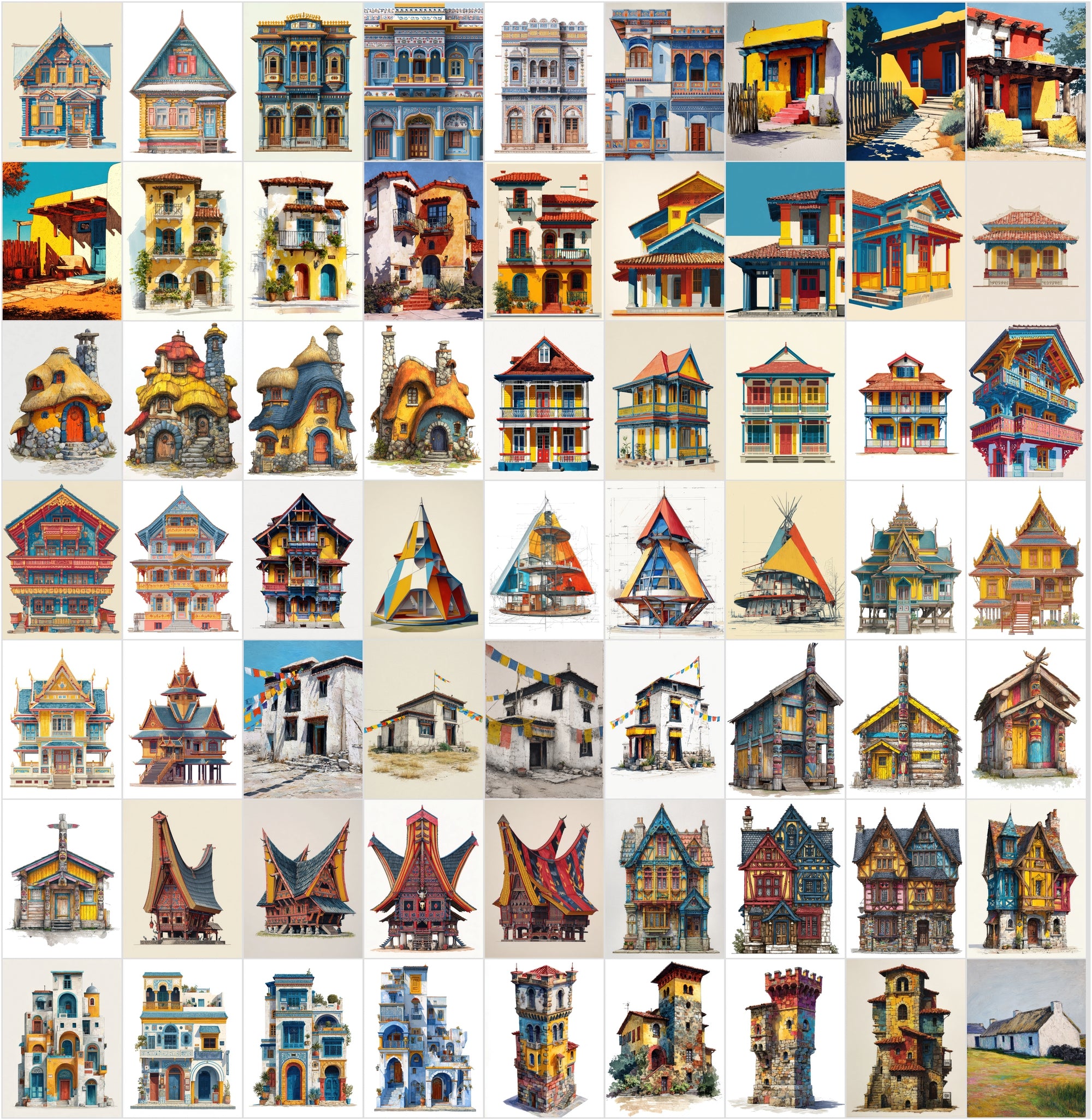 598 HOUSES From Every Corner of the World Clipart Bundle