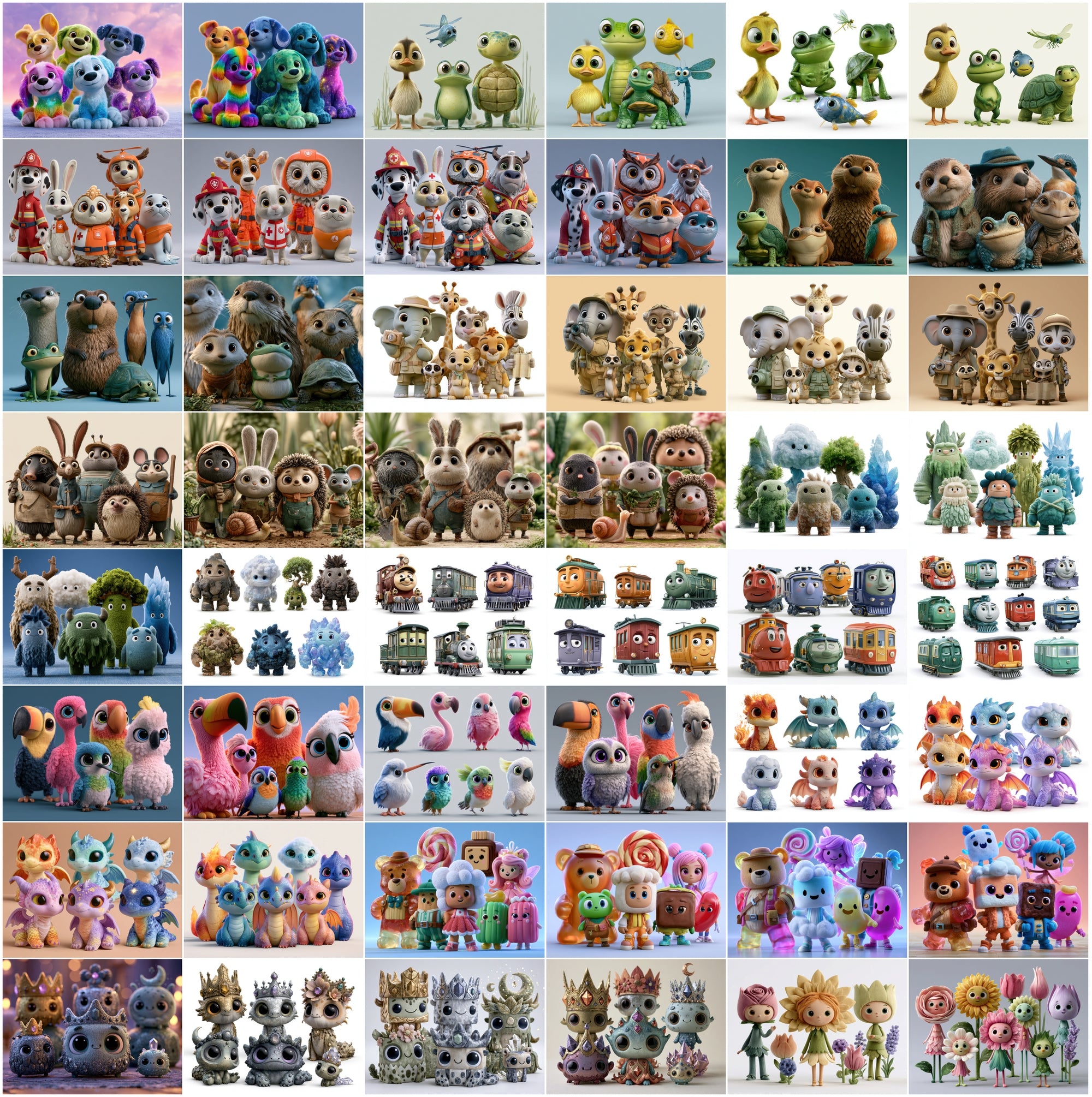635 Cute Friendship Characters JPG Bundle – Kids, Best Friends & Animated Clipart with Commercial License