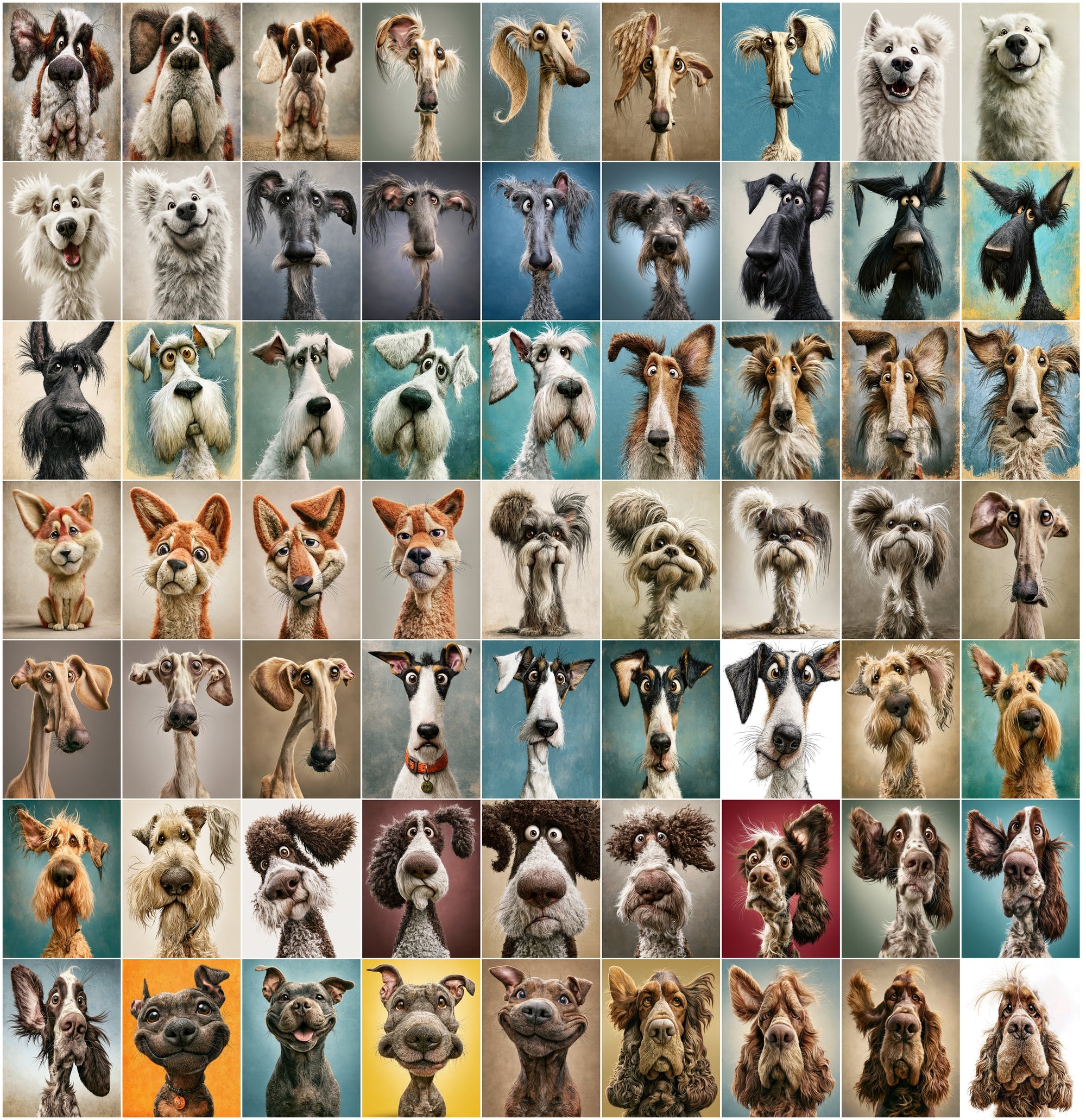620 Caricature Dogs Clipart Bundle | Funny Dog Portrait JPG Images for Commercial Use