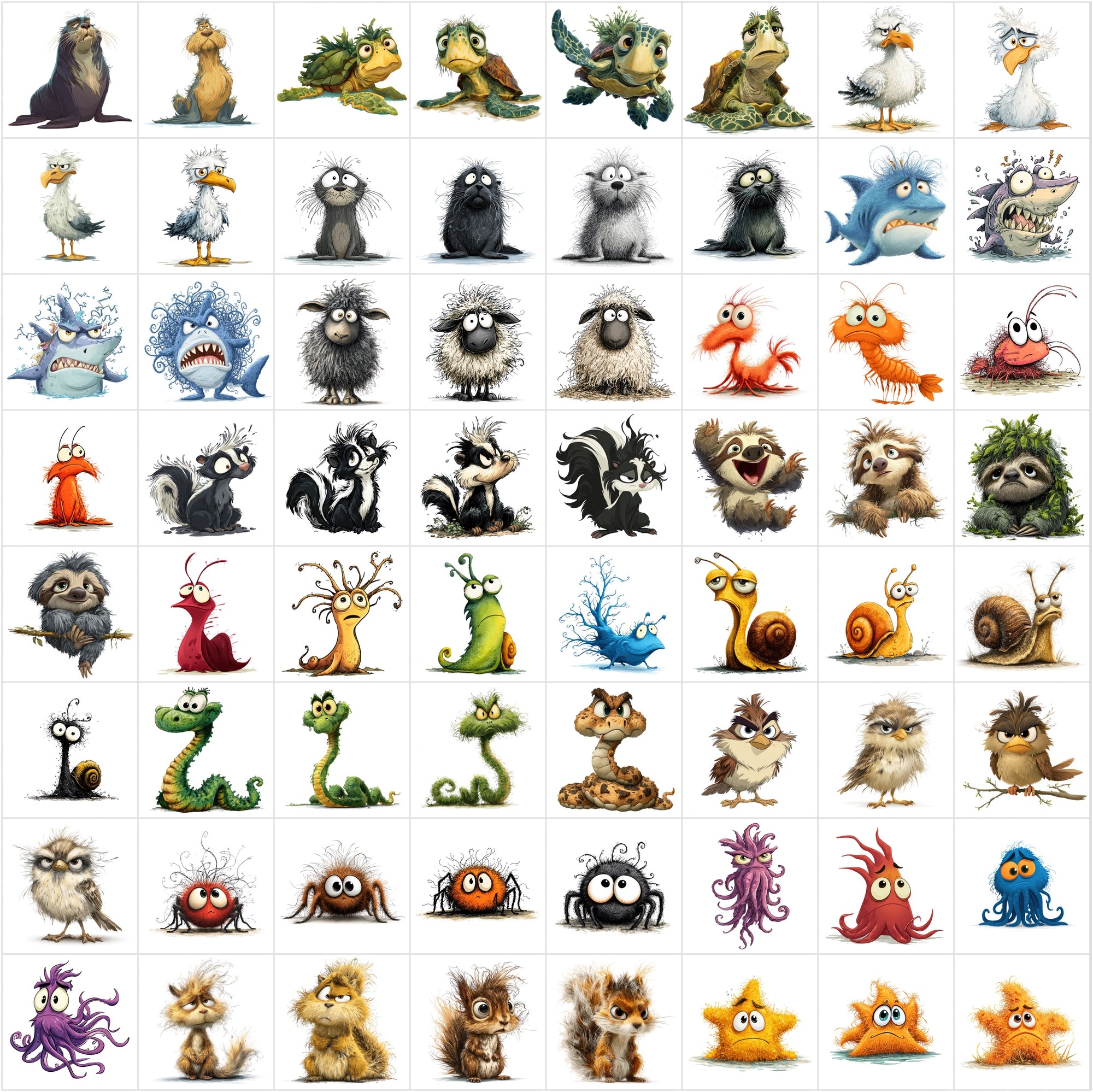 657 Frazzled Animal Cartoon Illustrations