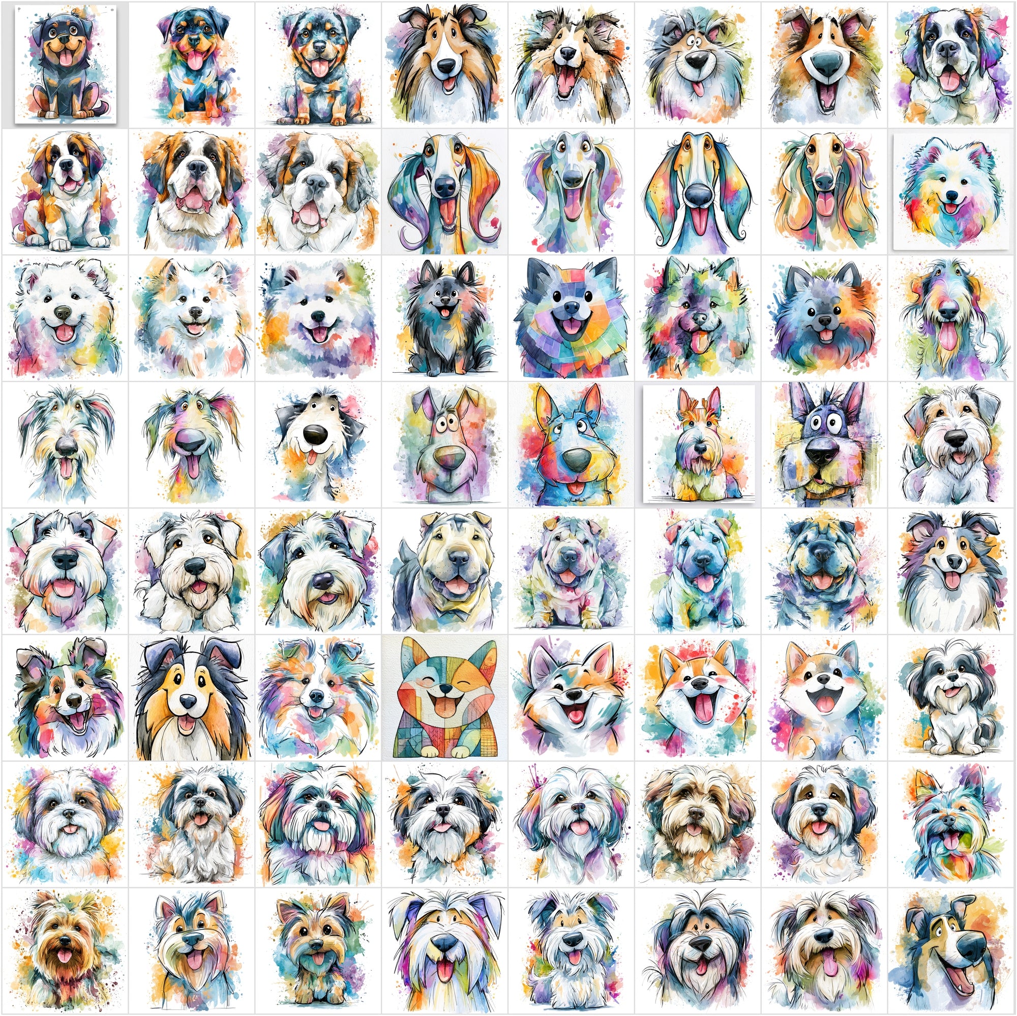 650 Dog Clipart Images – Cute Dog Breeds JPG Bundle with Commercial License
