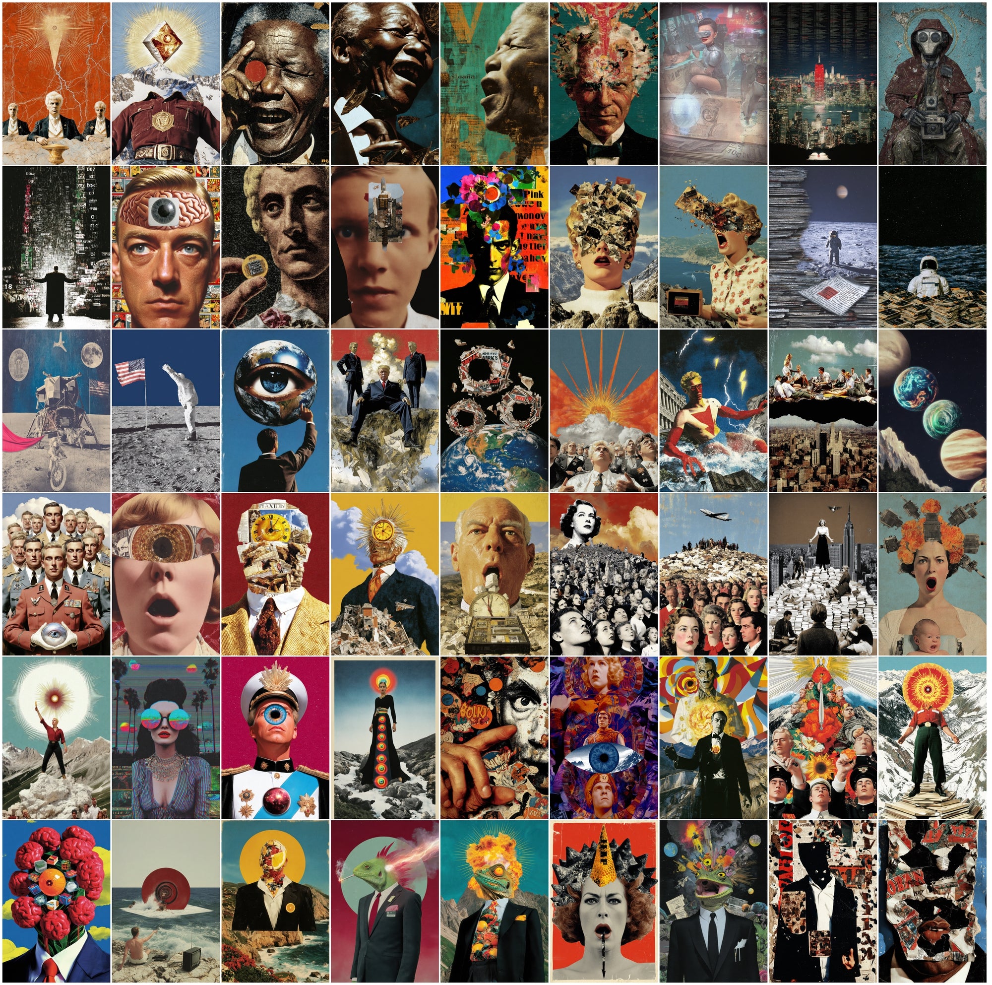 500 Strange Retro Sci-Fi Backgrounds | Bizarre Pop-Art Collage JPGs | Glitch, Conspiracy, Vaporwave, Surreal Aesthetic