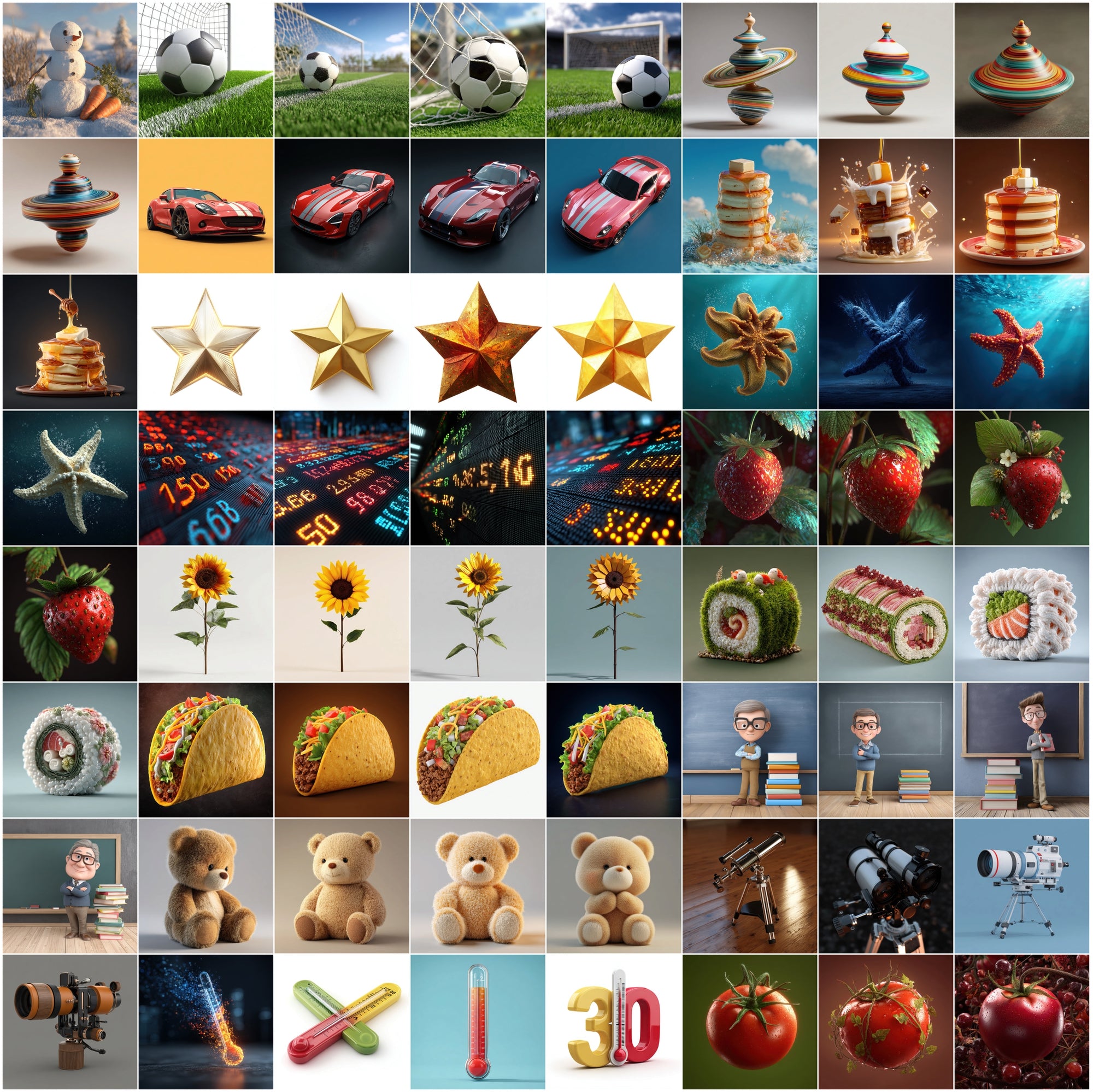 625 3D Clipart Images Bundle — Objects, Characters, Food, Nature and More — 4000x4000 JPG Digital Download