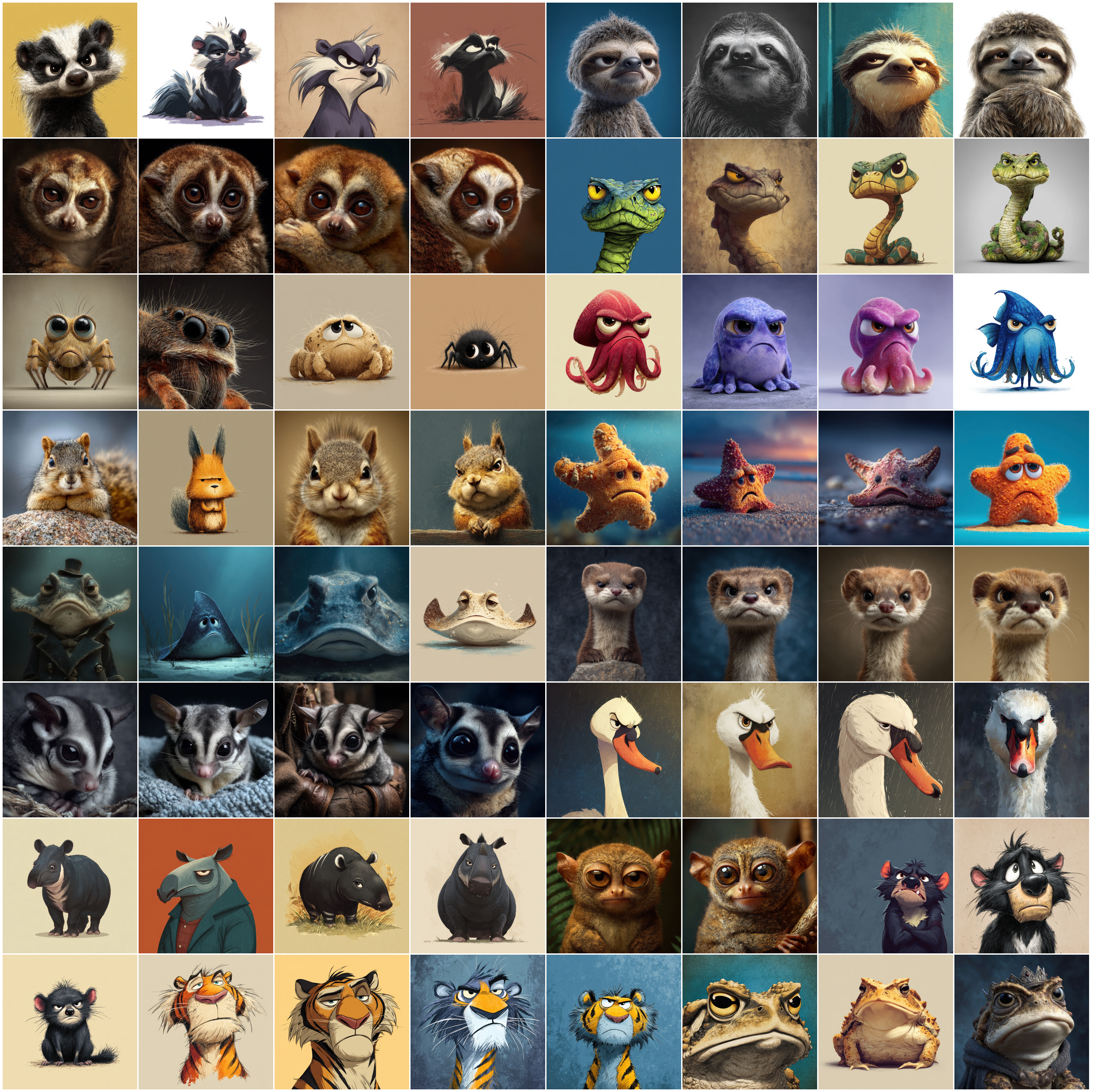 630 Sad and Grumpy Animals Digital Clipart