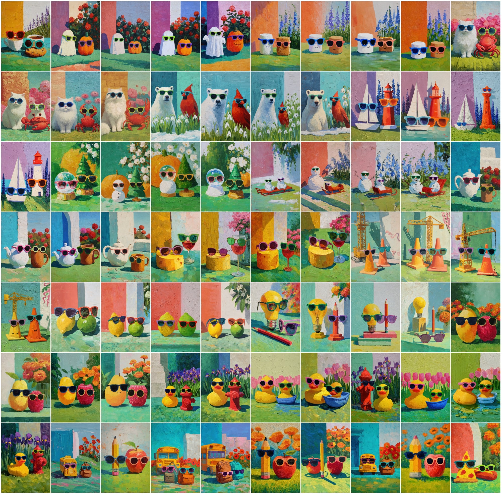 630 Whimsical Oil Painting Animal JPGs