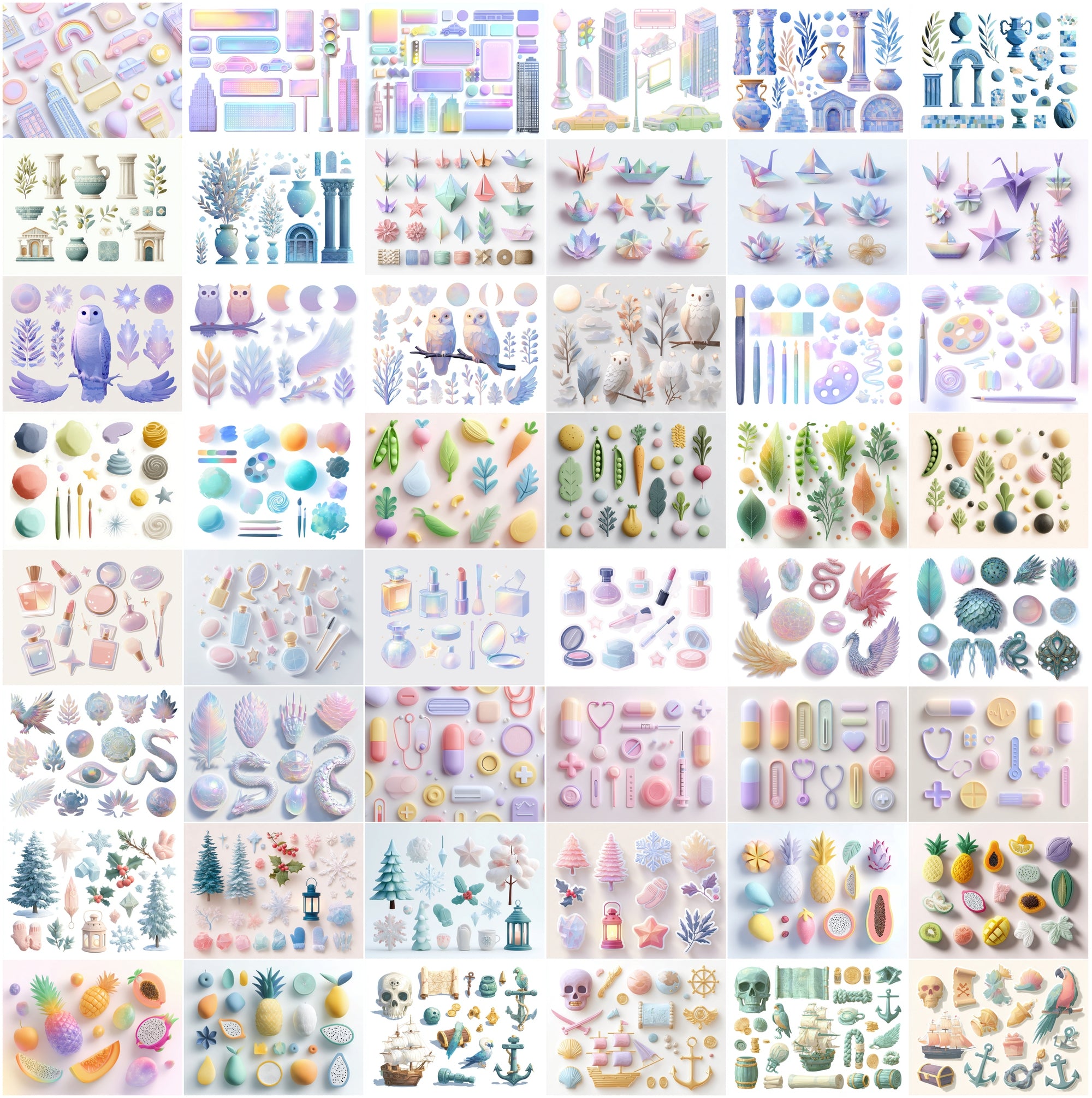 640 3D Decorative Element Clipart Pack