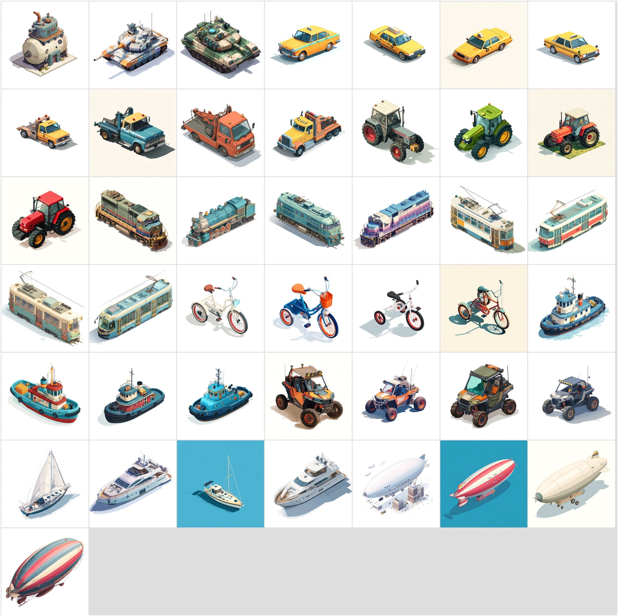 435 Isometric Vehicle Illustrations