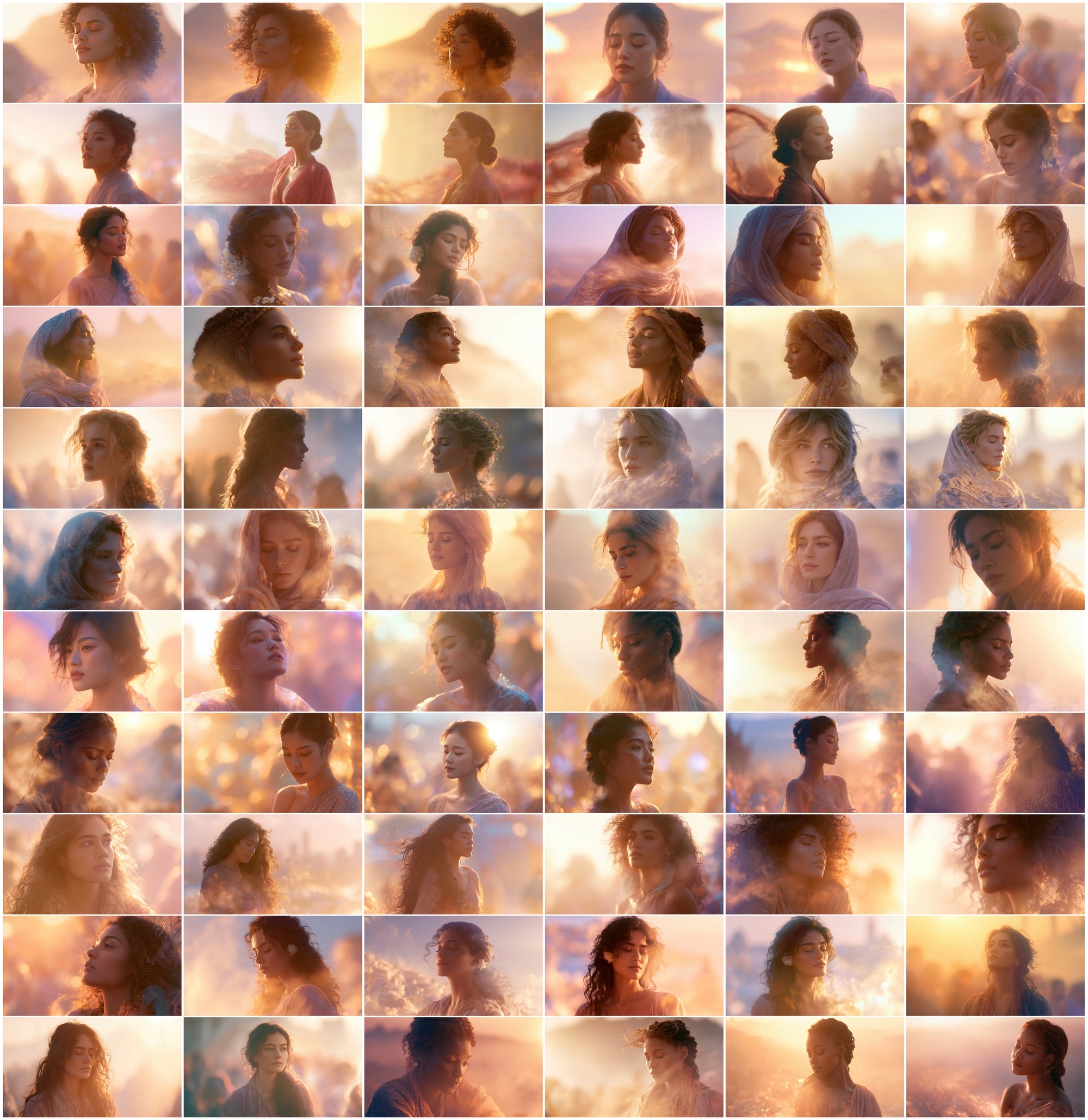 Double Exposure Women Portraits Bundle, 630 Ethereal Cultural JPG Images for Design & Commercial Use