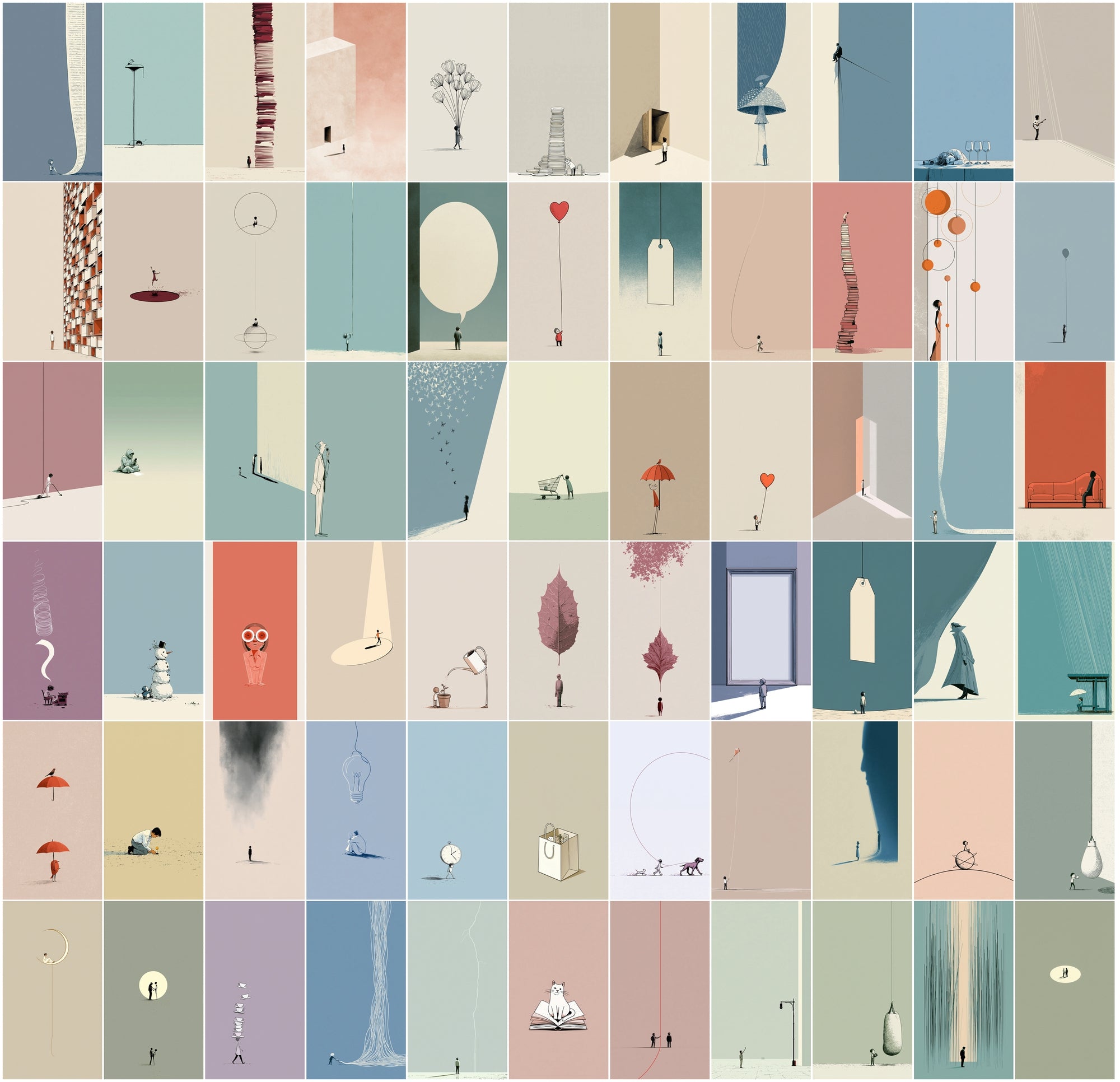 630 Minimalist Line Art Illustrations | Editorial Vertical Wall Art Bundle