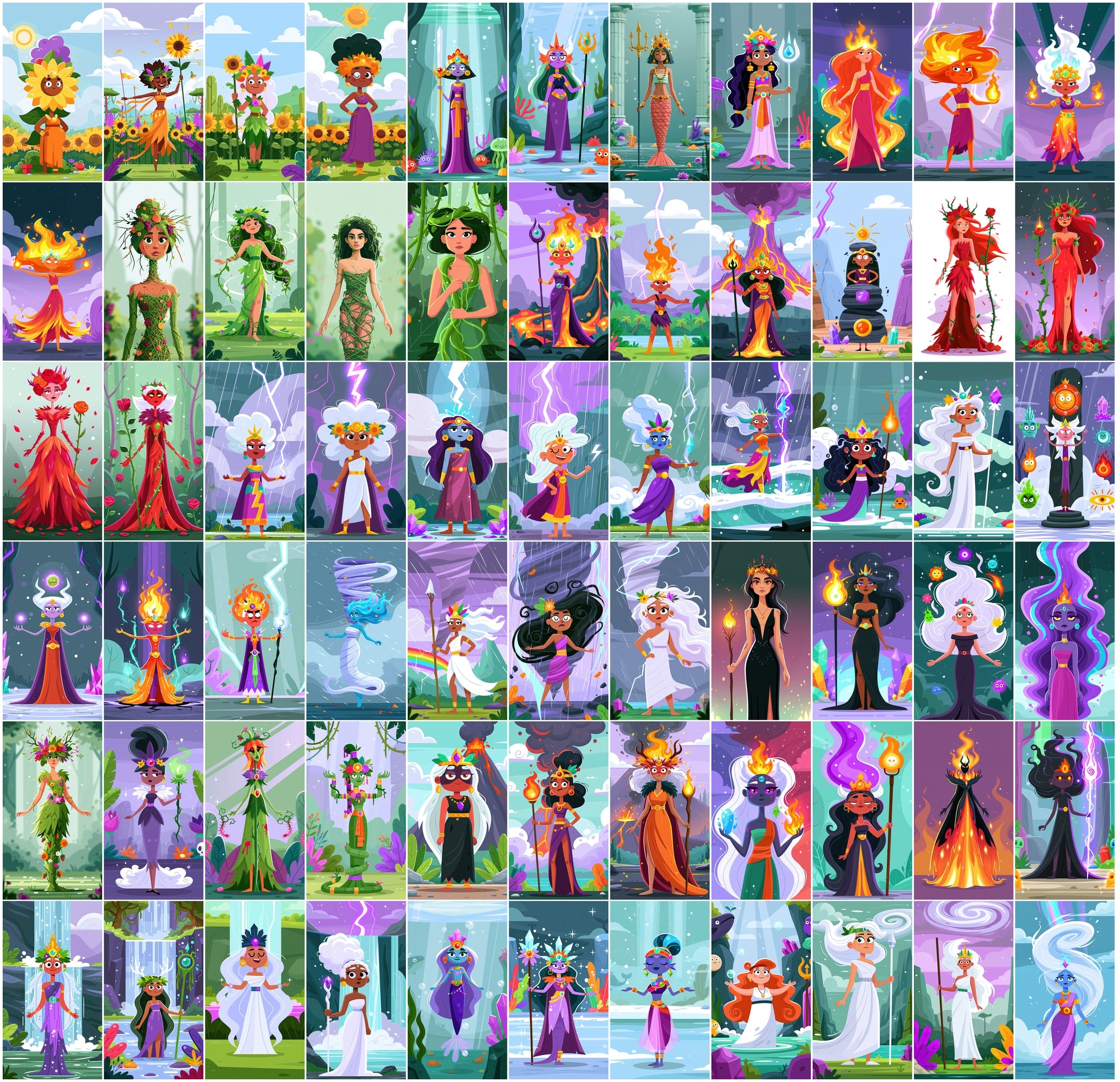 Elemental Goddess AI Art Bundle - 615 Fantasy Digital Images, Commercial Use, High-Res JPG
